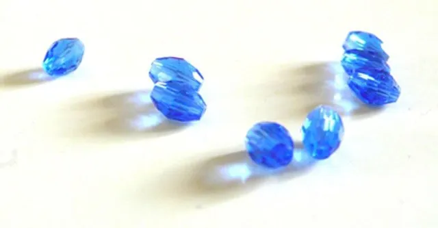 Gingerlily Perles verre bleu ovale 6mm fil 50 perles facettées