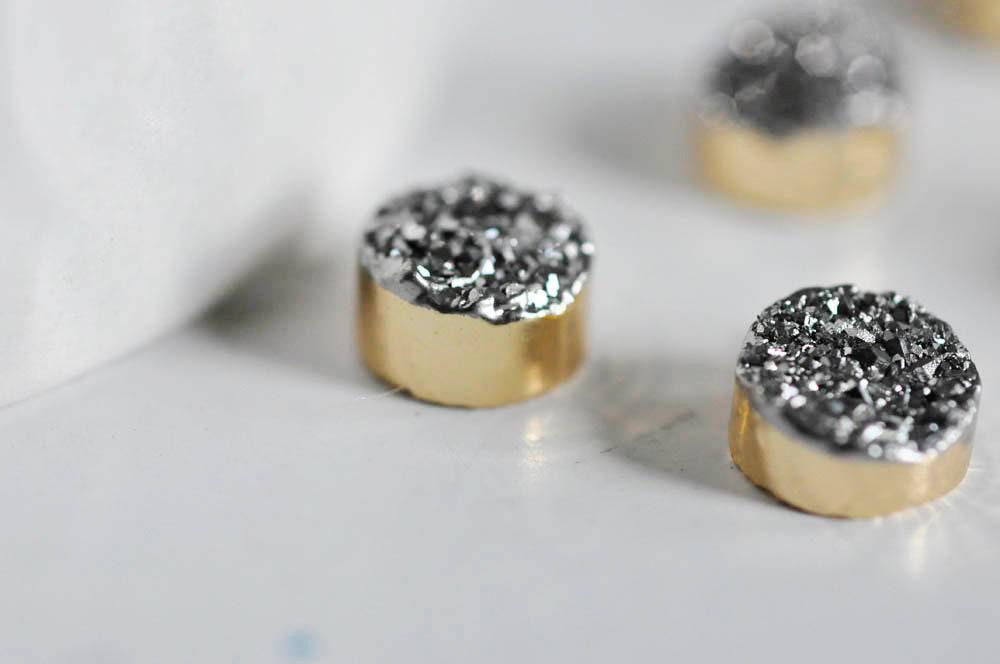 Gingerlily Pendentifs DIY Agate druzy pendentif gris 11mm doré