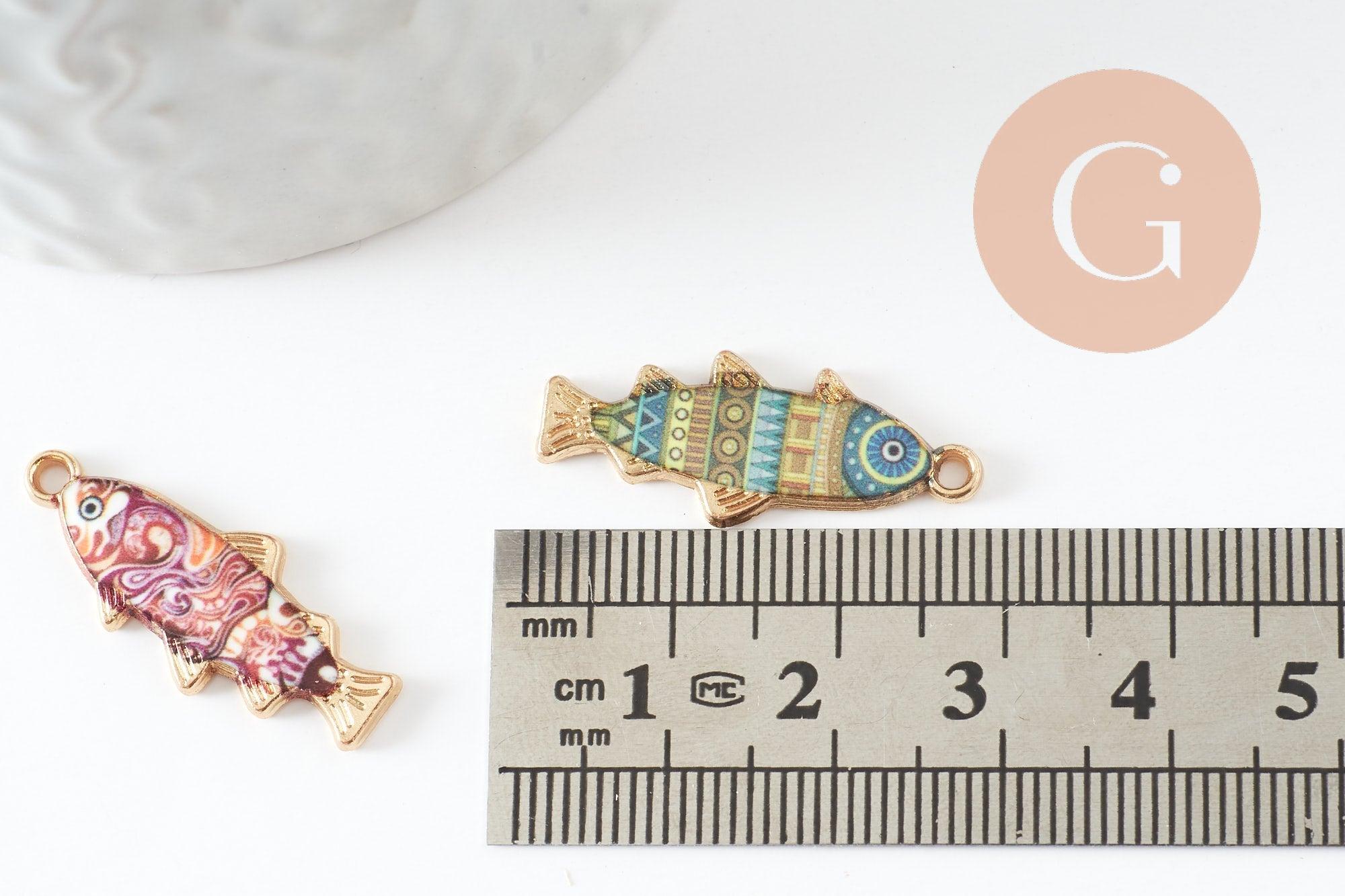 Gingerlily Perles G9936 pendentifs poisson doré multicolore x5