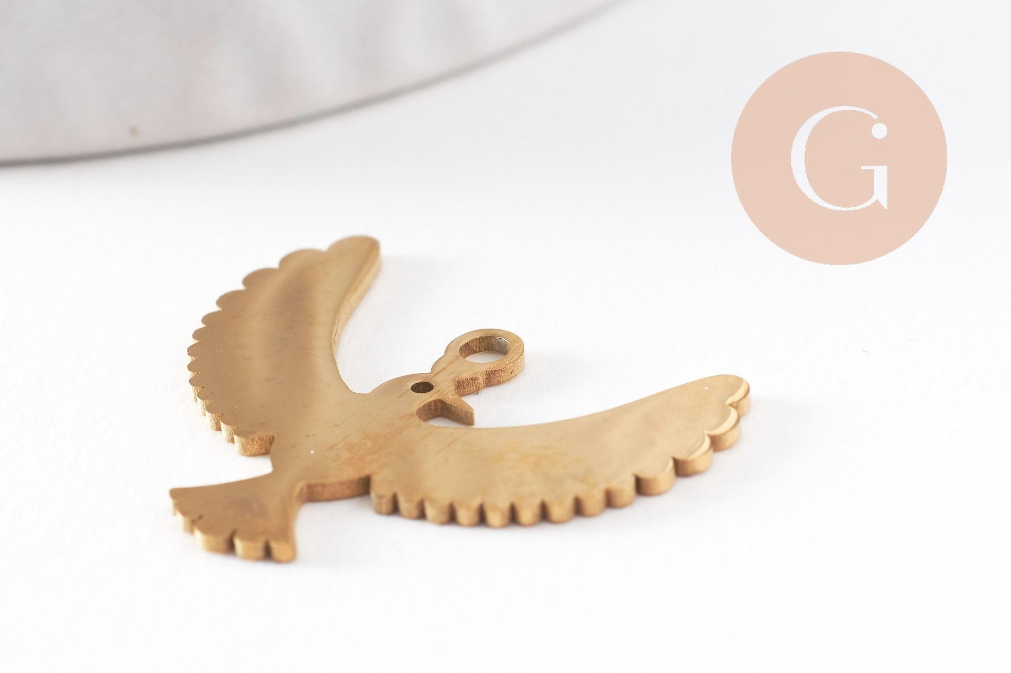 Gingerlily Pendentifs oiseau G9942 pendentif acier doré 25,5mm