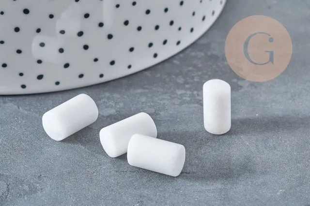 Gingerlily Quartz Neige Perles tube 12x7mm x10 blanc