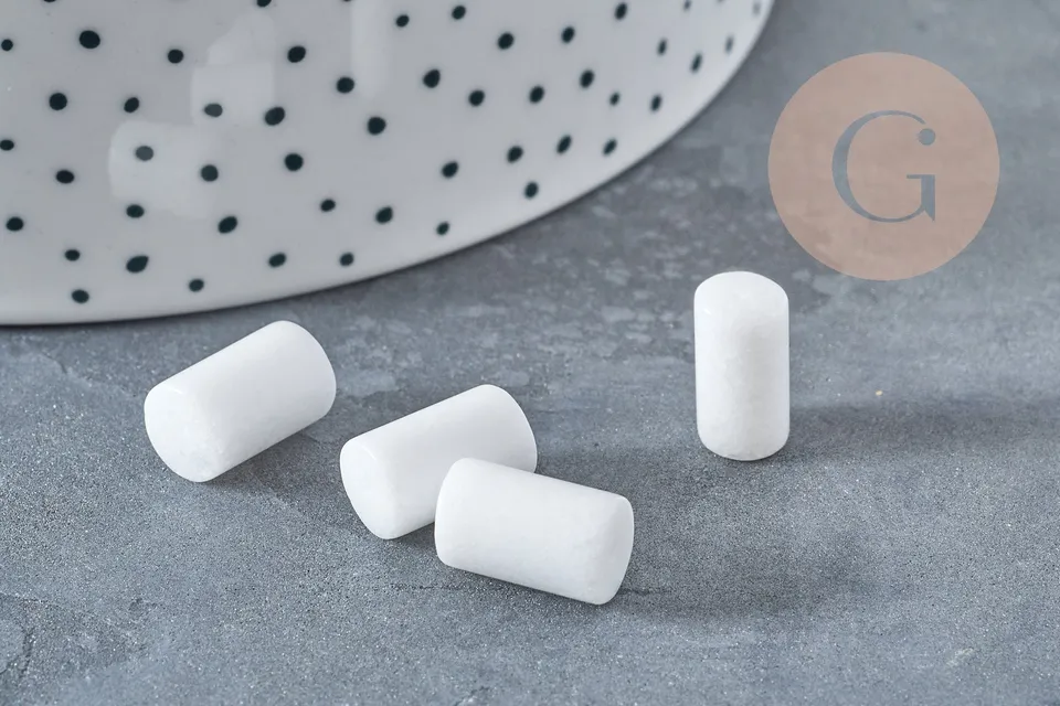 Gingerlily Quartz Neige Perles tube 12x7mm x10 blanc