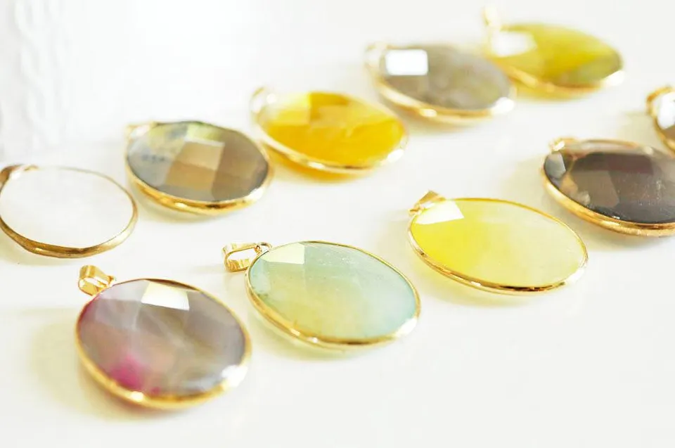 Gingerlily Pendentifs DIY G2043 pendentif agate colorée support doré