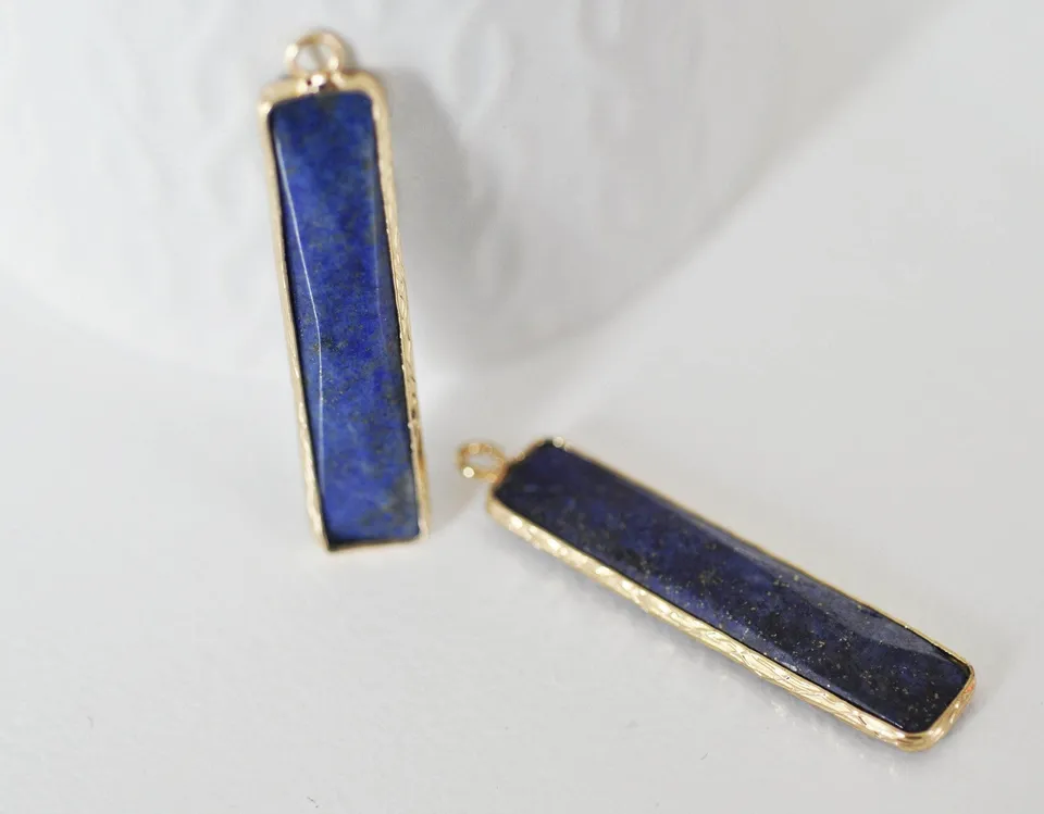 Gingerlily Pendentif rectangle lapis lazuli pendentif 46,5mm doré
