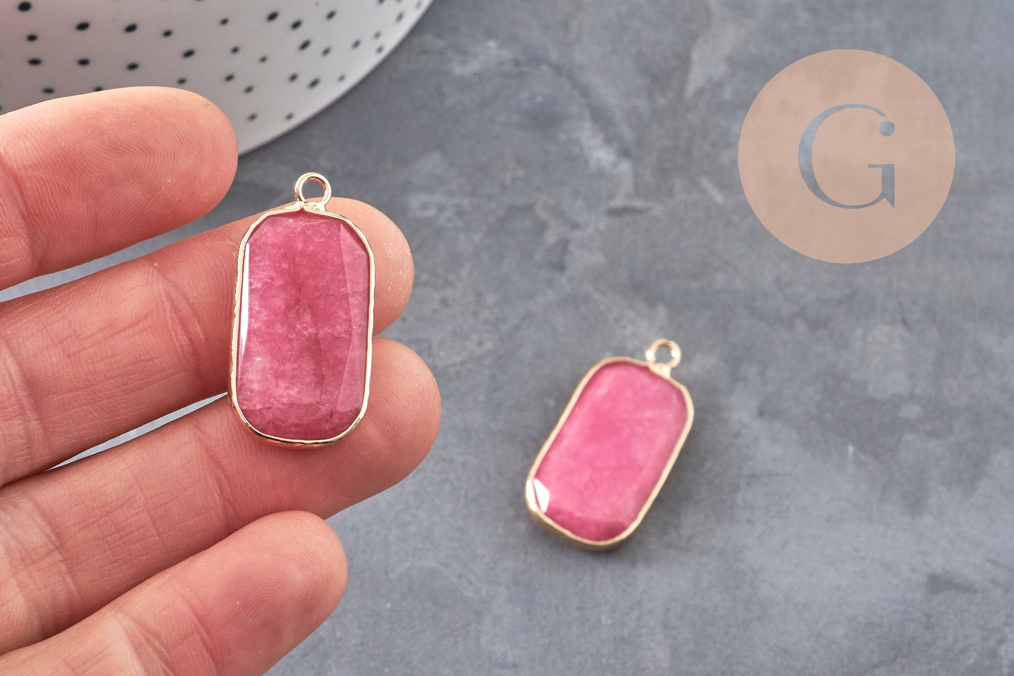 Gingerlily Pendentifs Pendentif rectangle jade rose 31mm x1