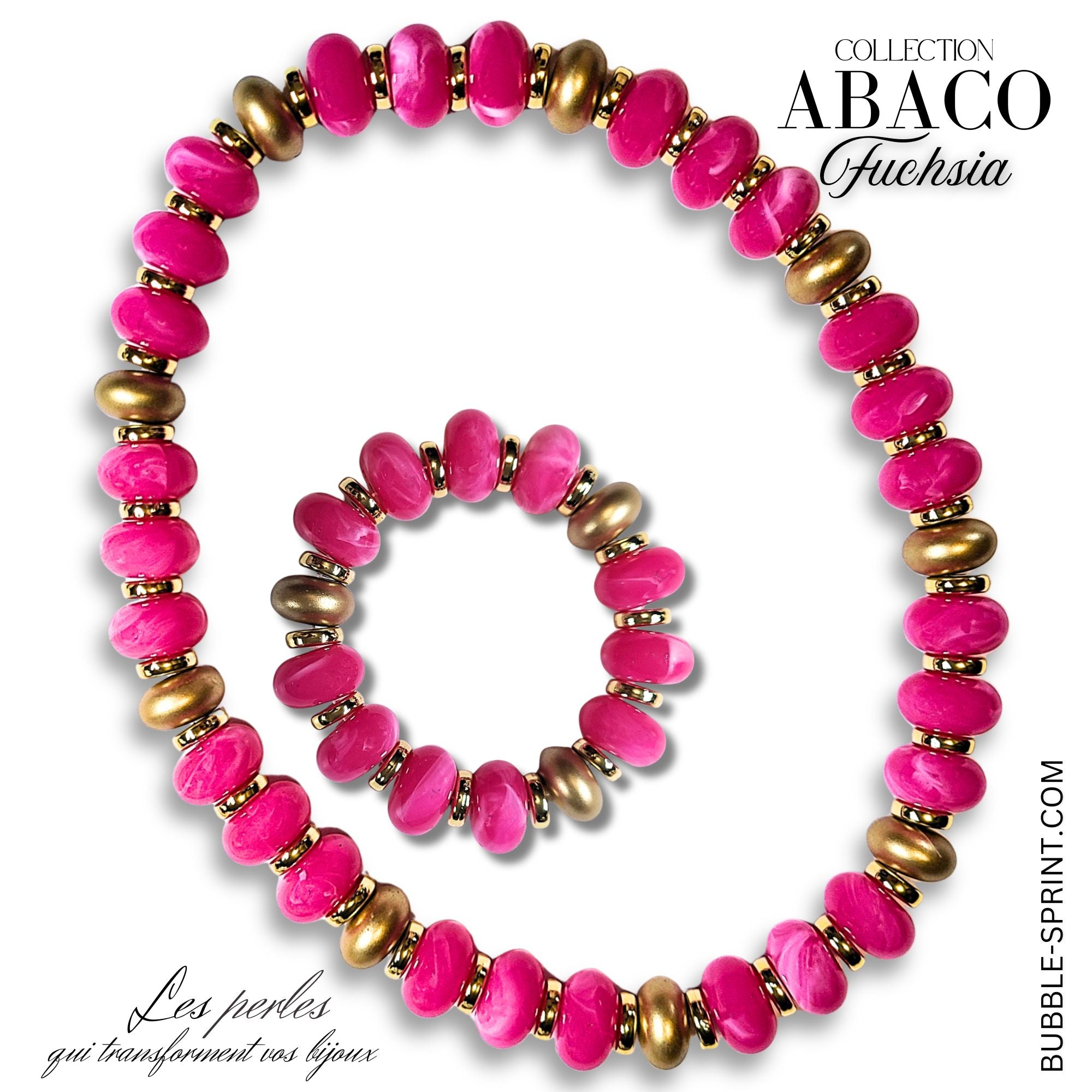 ARTSHOP Abaco collier et bracelet fuchsia montés