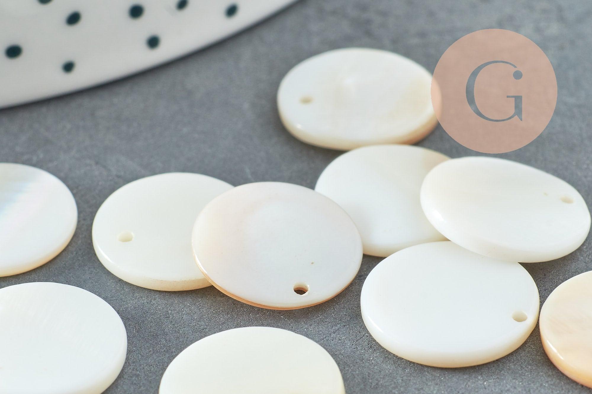 Gingerlily Pendentifs G2181 pendentif rond nacre blanche 15mm x10
