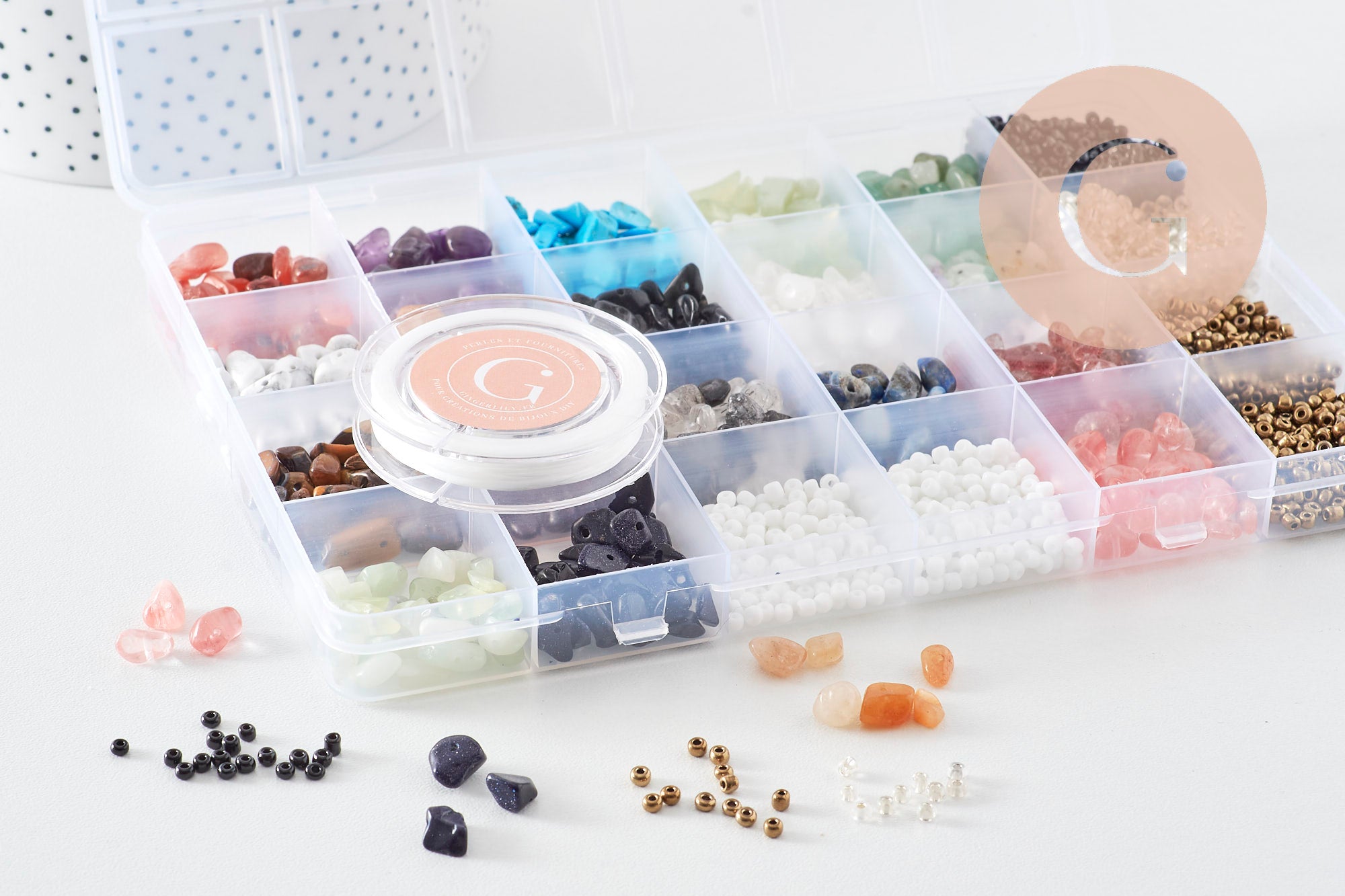 Gingerlily Perles Kit G10956 pierres 18 couleurs bracelet élastique