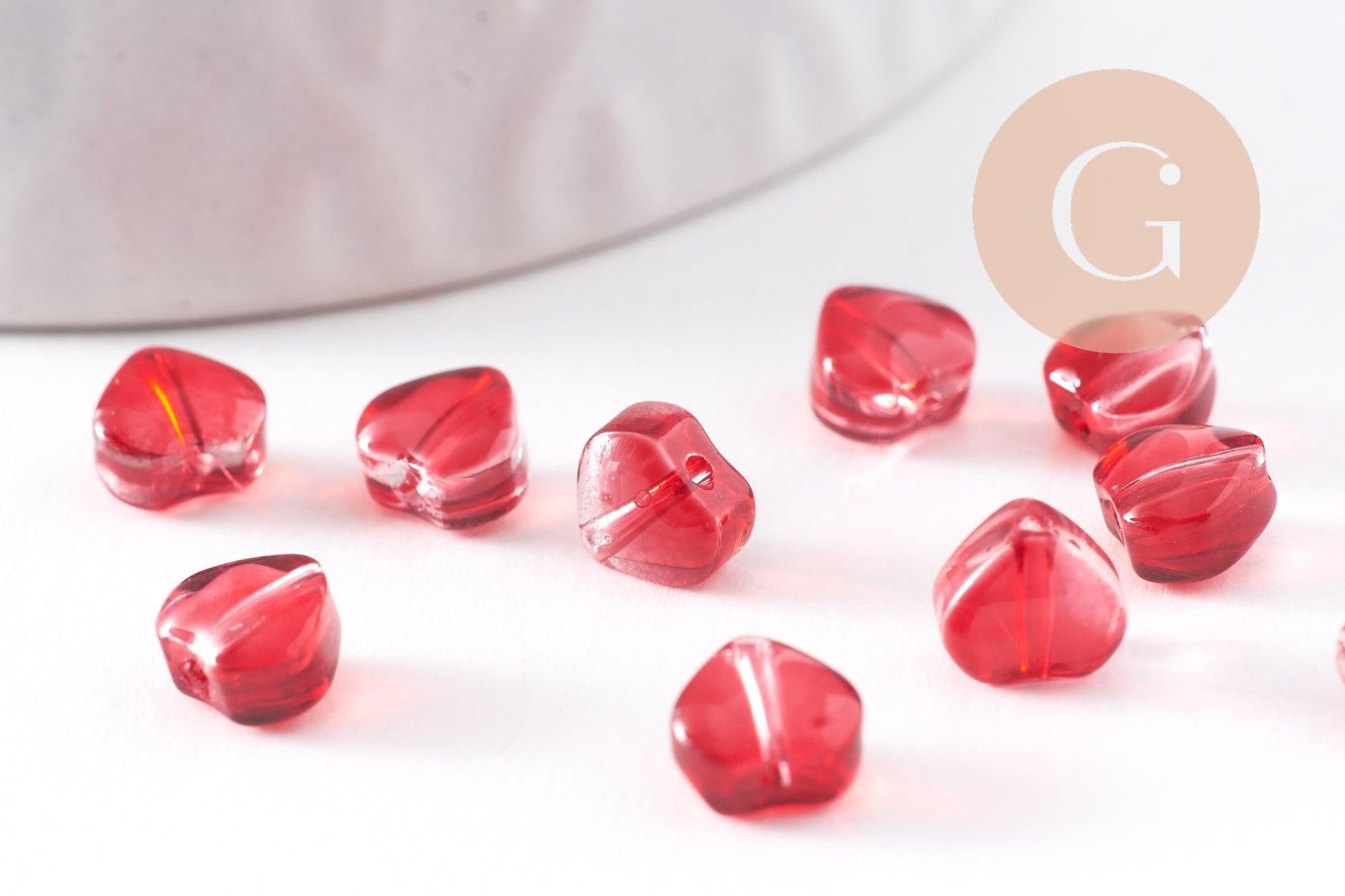 Gingerlily Coeur G10341 perles verre rouge 6mm x10
