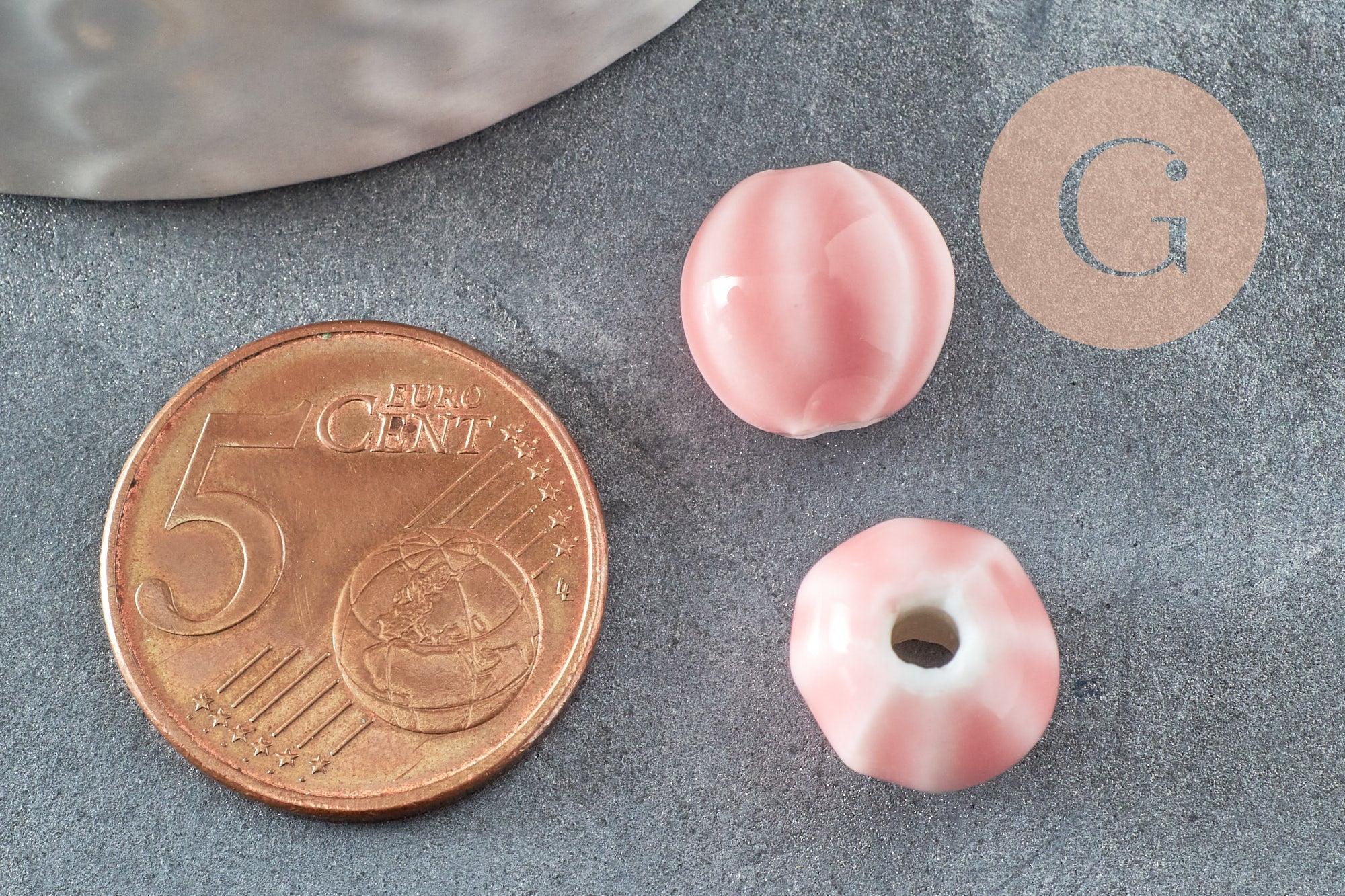 Gingerlily Perles DIY Perle ronde porcelaine rose 11mm x10