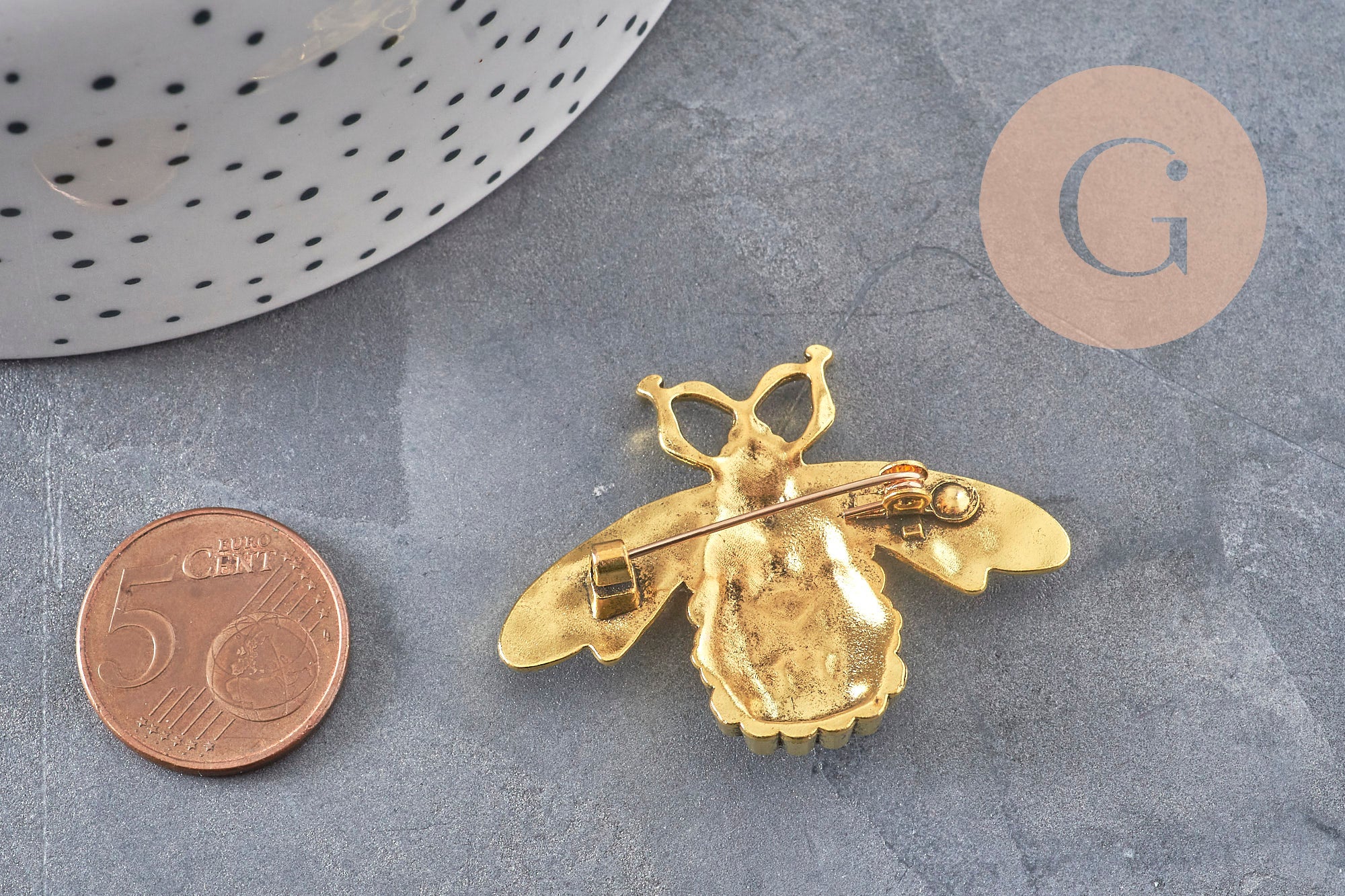 Gingerlily G11086 broche abeille doree cristal 47mm