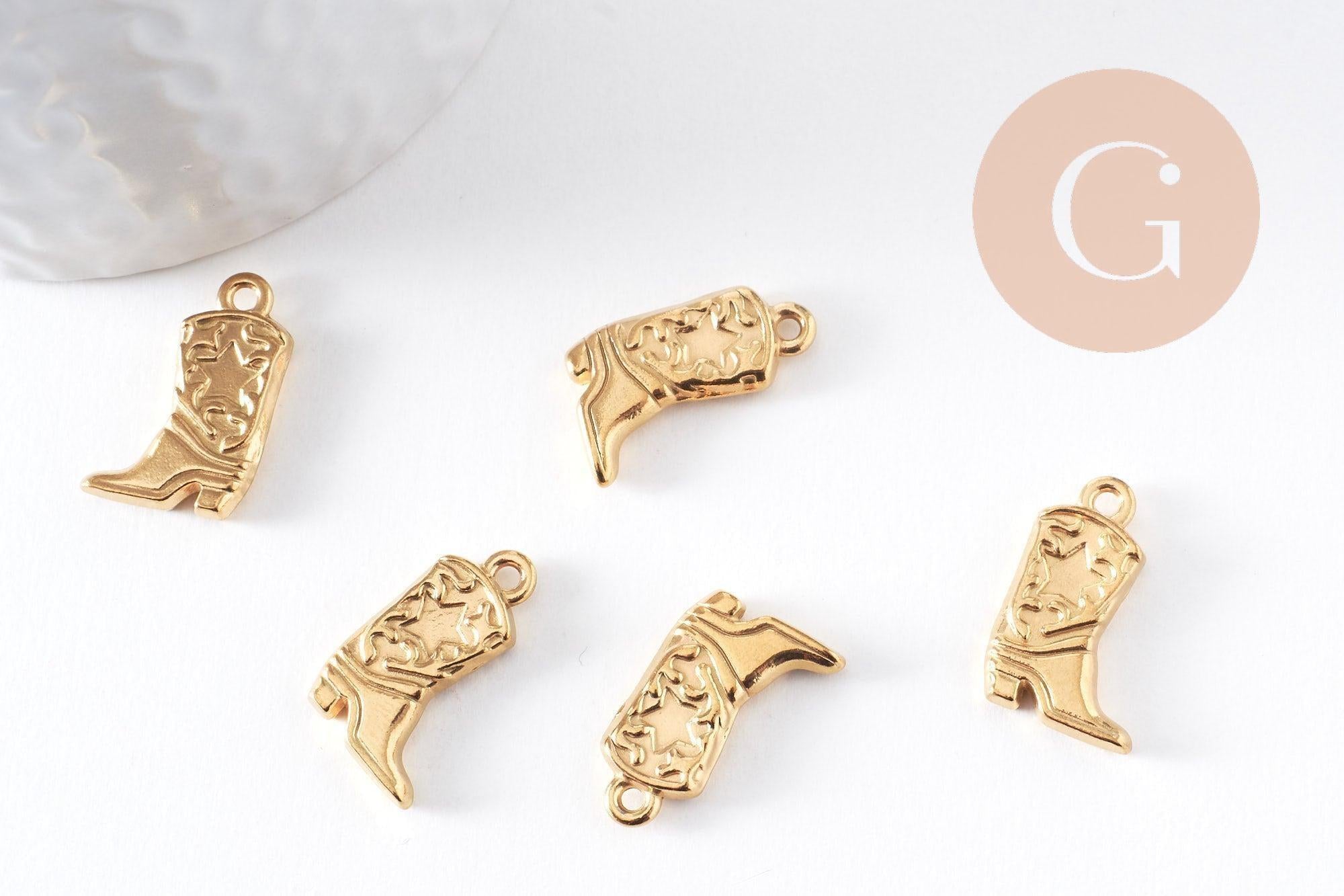 Gingerlily G10409 pendentif botte cow-boy acier doré 20mm