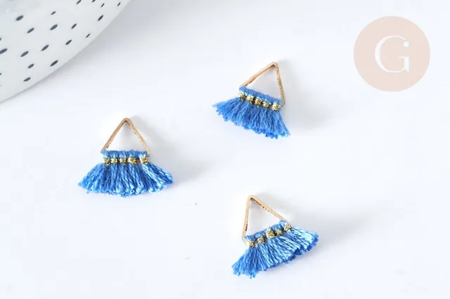 Gingerlily Pendentifs G8217 breloque pompon bleu 15mm x1 doré