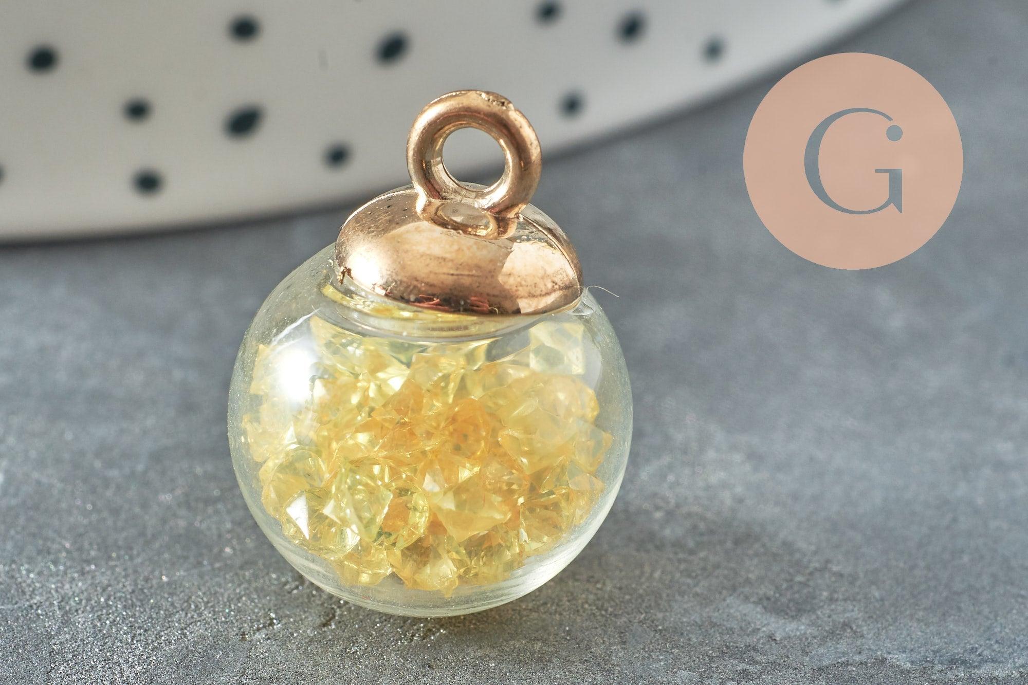 Gingerlily Perles pendentif bulle verre jaune 21mm G9751