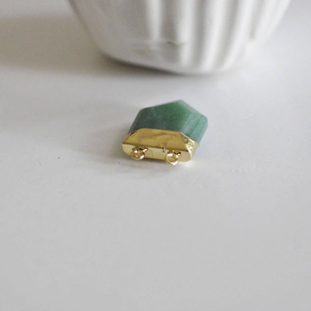 Gingerlily pendentif hexagonal aventurine verte 33mm support doré