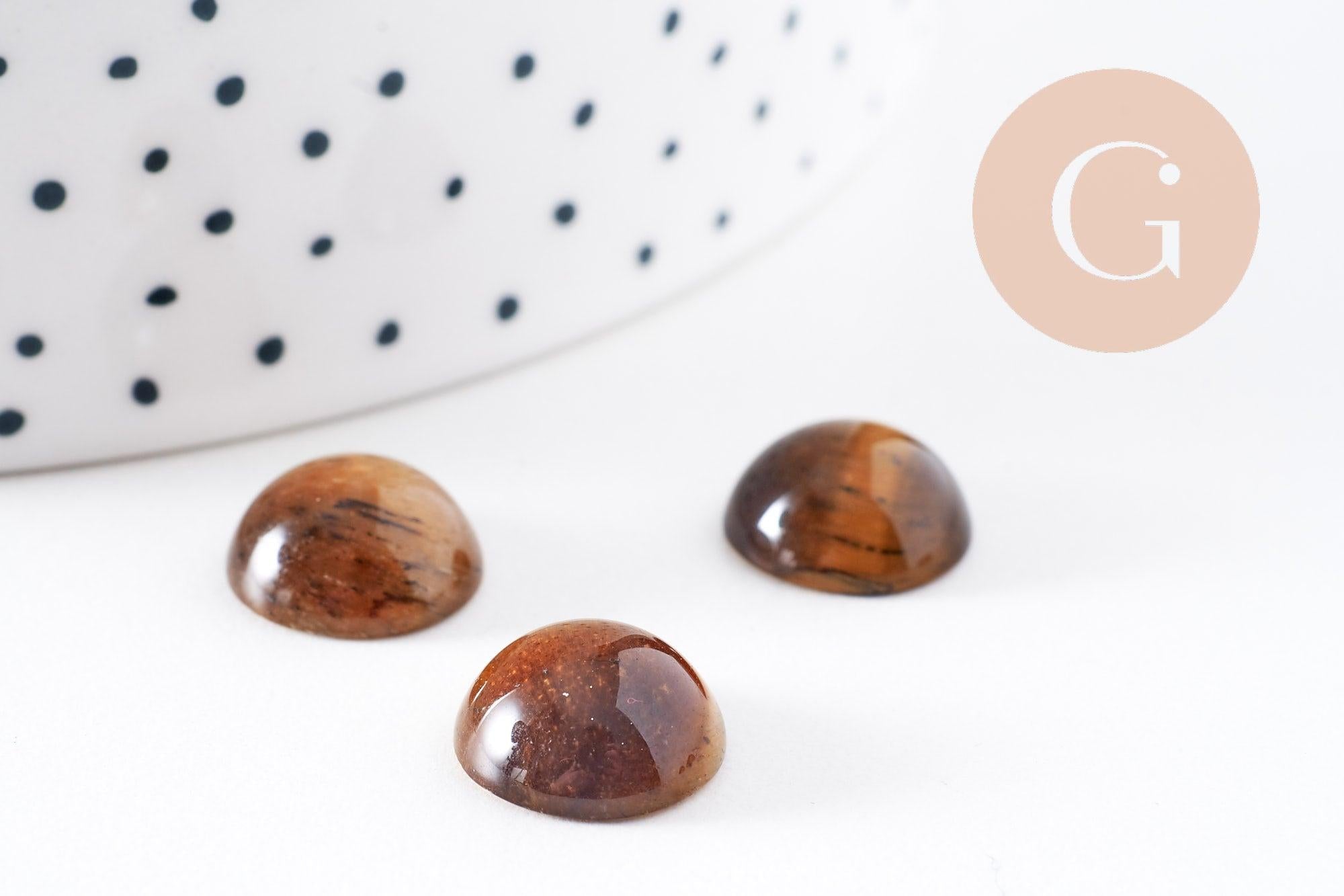 Gingerlily Cabochon œil de tigre naturel rond 12 mm marron