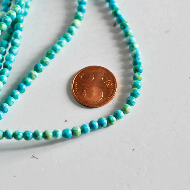 Gingerlily Perles jade océan bleu 4mm fil 35cm