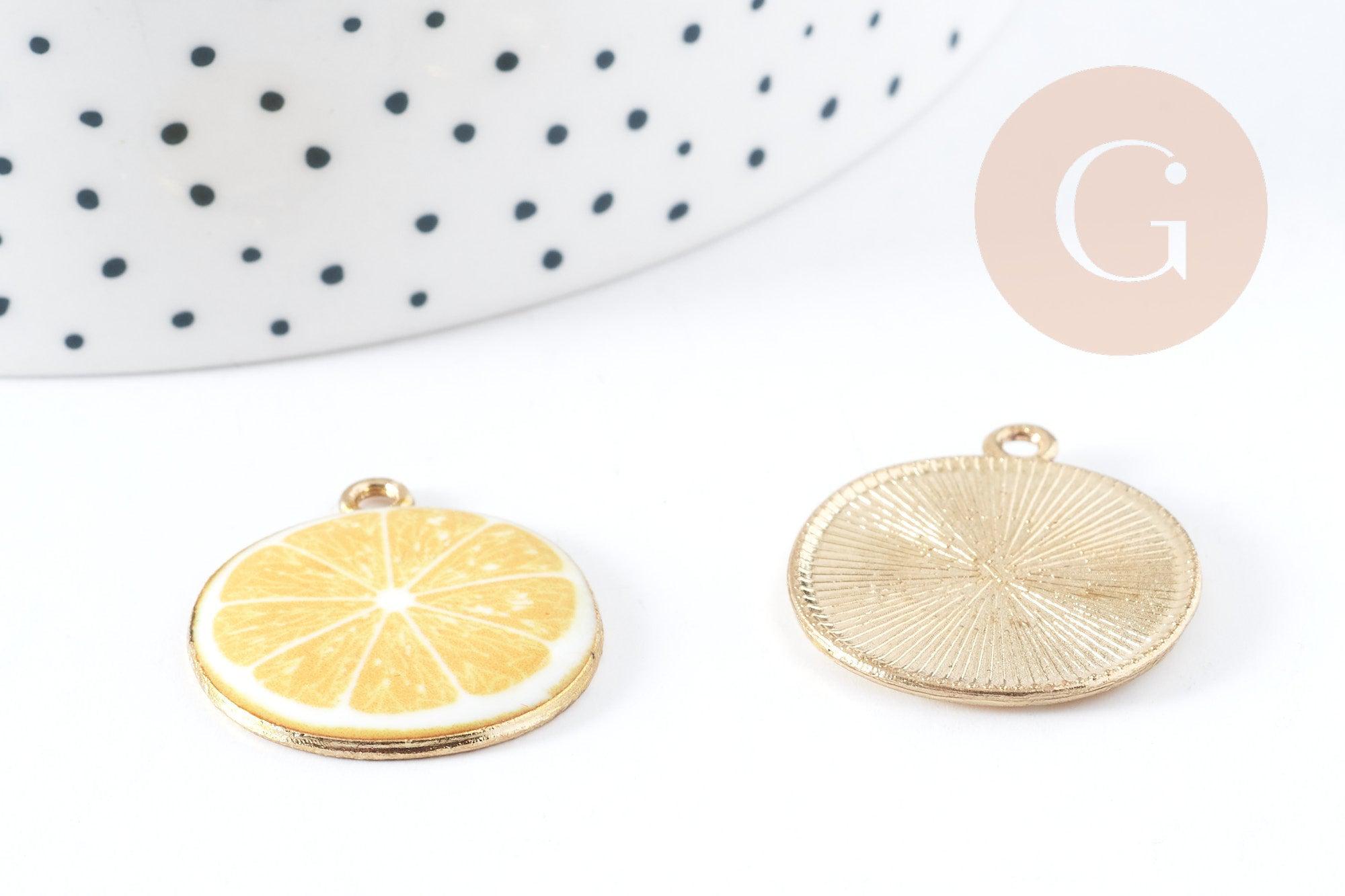 Gingerlily Pendentif citron G8943 émail jaune 26mm x1