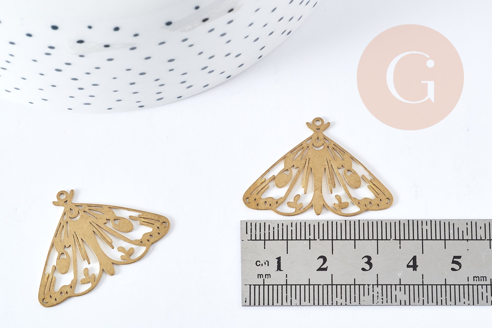 Gingerlily Perles Pendentif Papillon G9251 breloque laiton brut 34mm x1