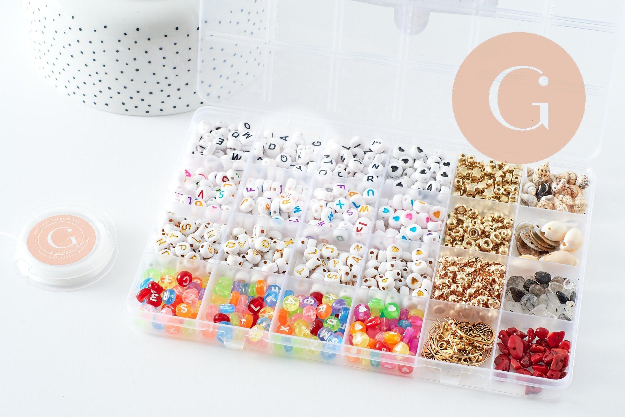 Gingerlily Kits G9712 kit création bijoux perles lettres avec boîte