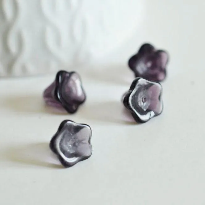 Gingerlily G885 perle verre fleur violette lot 20 11 mm