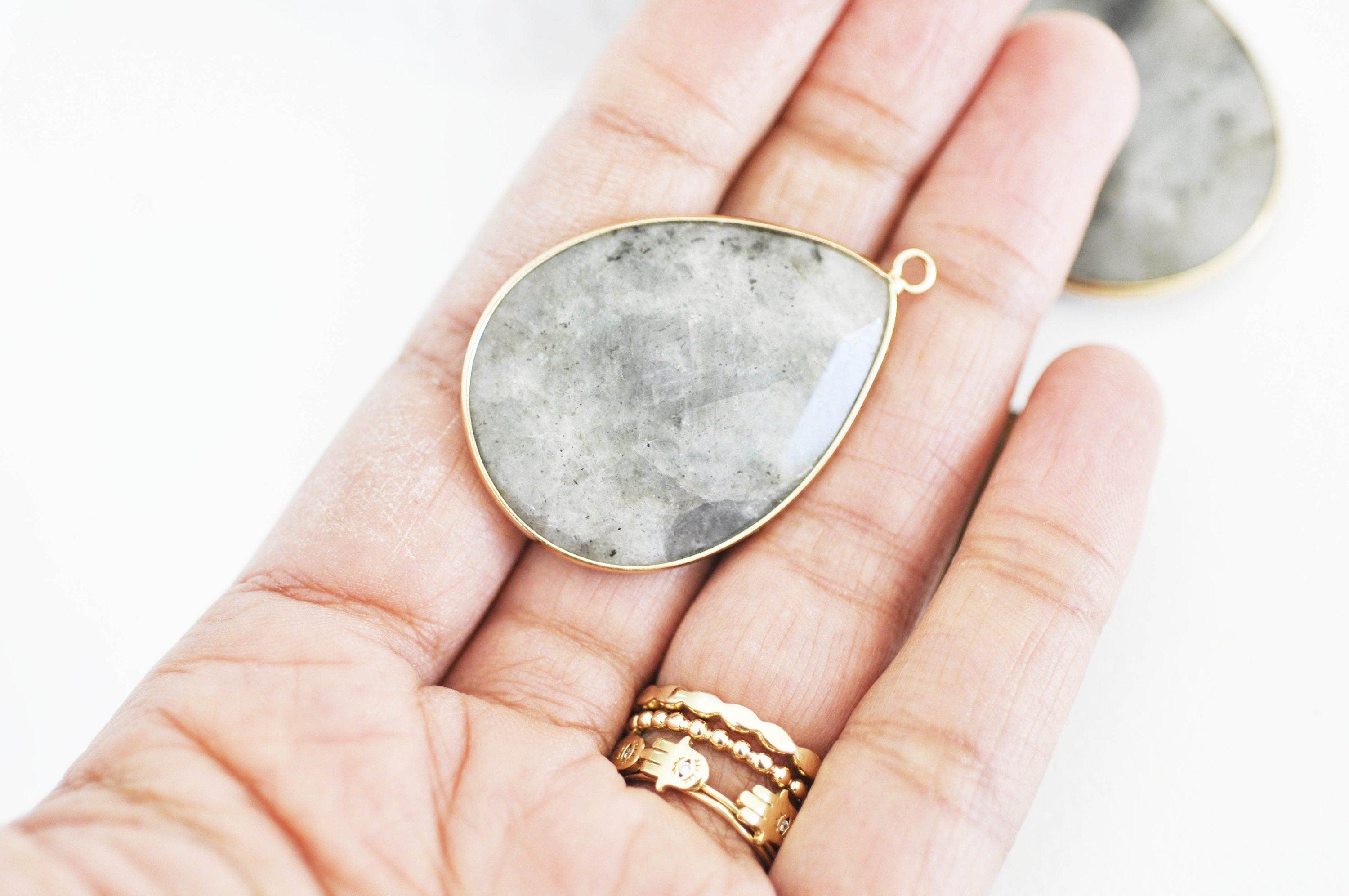 Gingerlily Perles pendentif goutte labradorite 45 mm