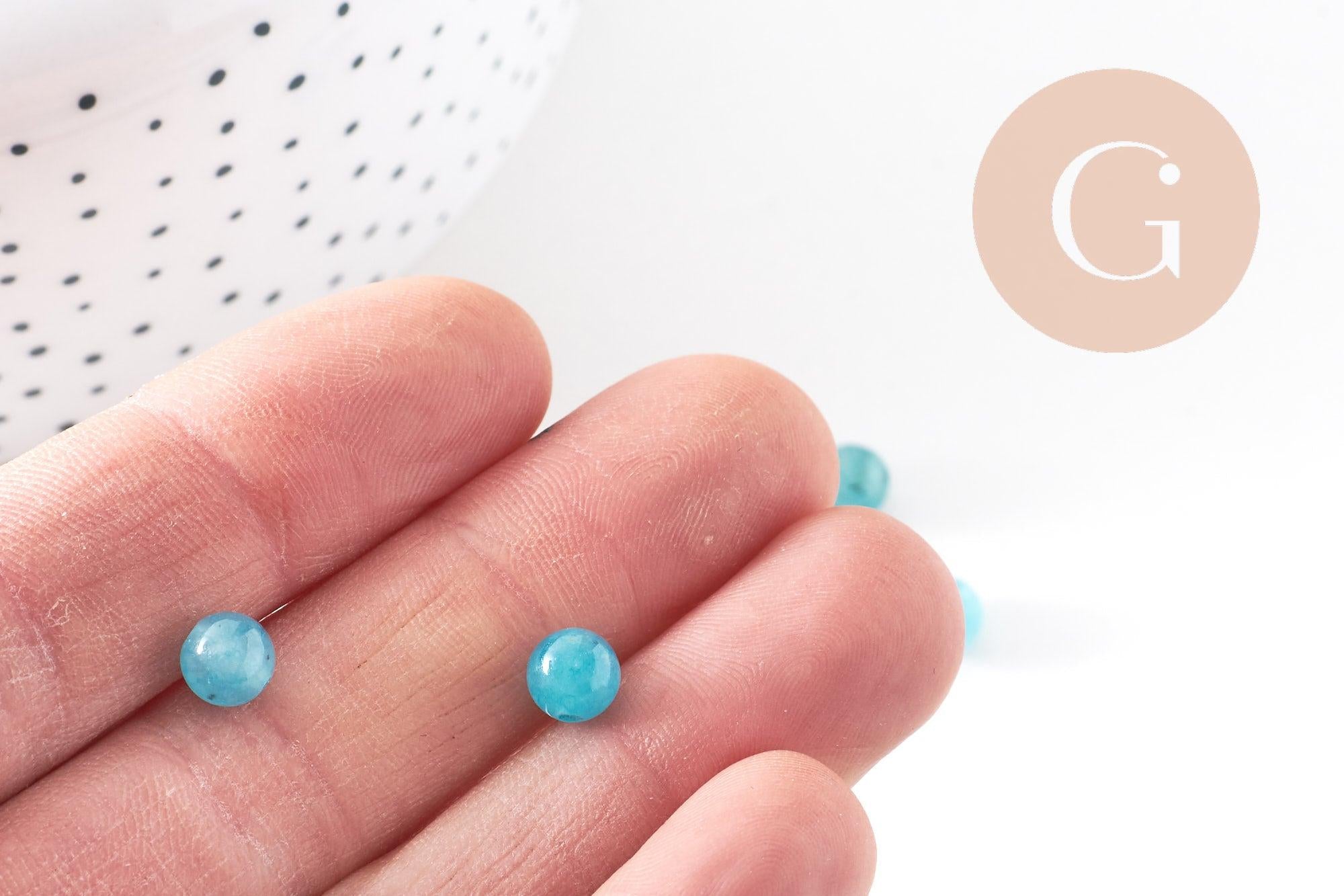 Gingerlily Perles G0884 perle ronde jade bleu ciel 6mm x10