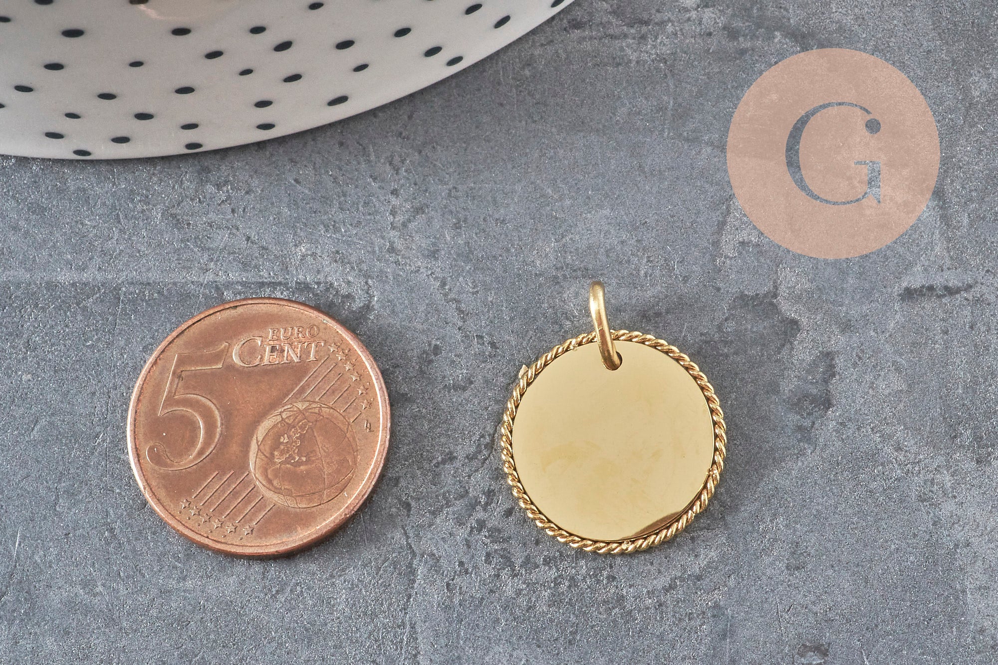 Gingerlily G11376 médaille ronde acier doré 18mm