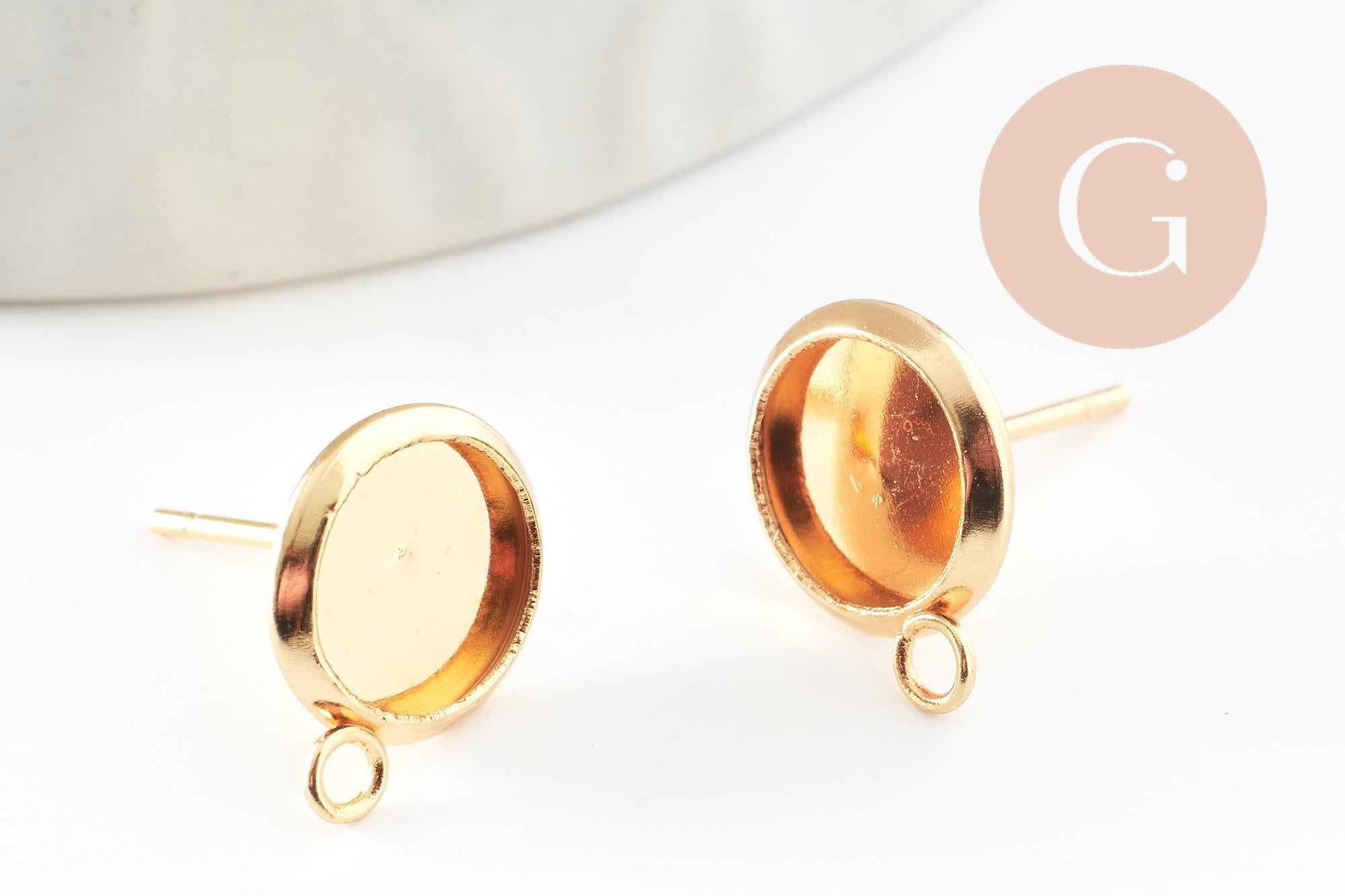 Gingerlily Clous Puces Support Cabochon 8 mm Acier Doré x2
