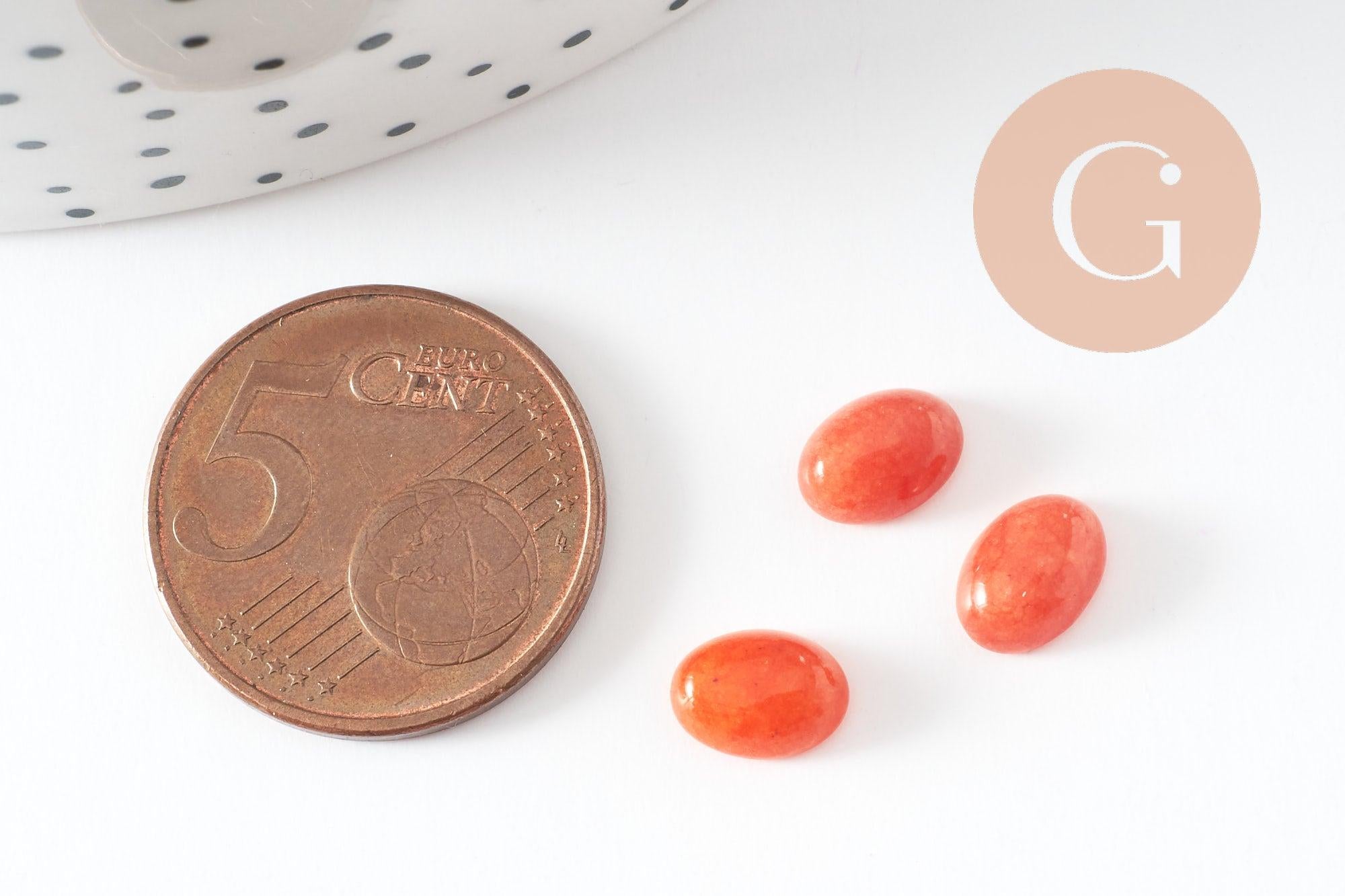 Gingerlily Cabochon ovale jade orange 8x6mm pierre naturelle x1