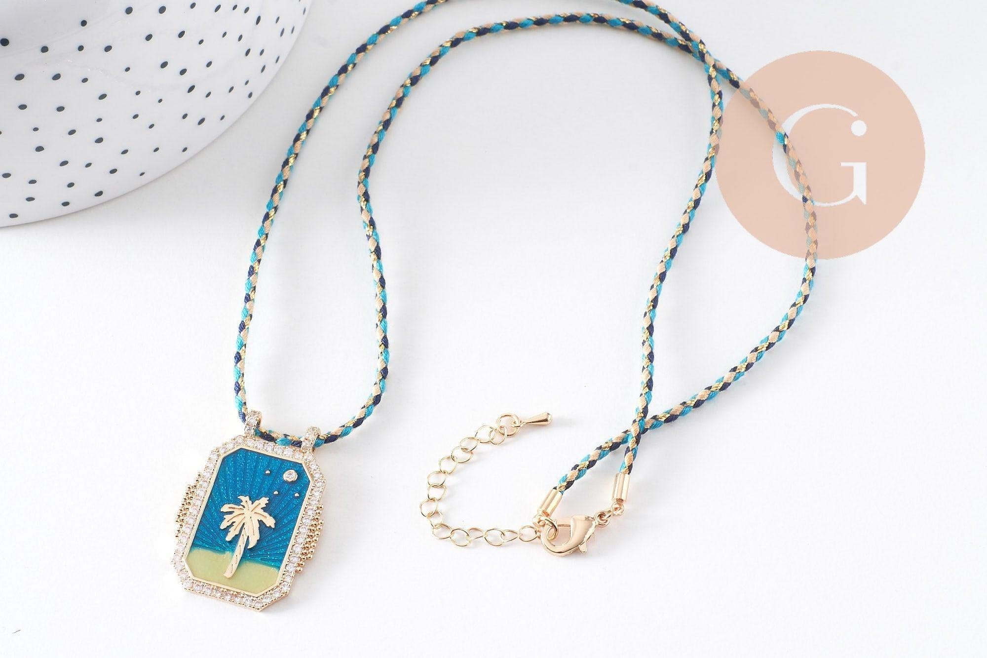 Gingerlily G10364-5 collier palmier turquoise cordon 45cm