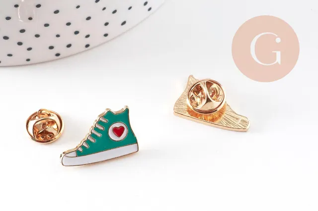 Gingerlily Broches Pin’s G10943 converse doré turquoise 22,5 mm