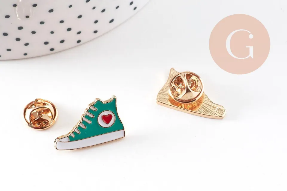 Gingerlily Broches Pin’s G10943 converse doré turquoise 22,5 mm