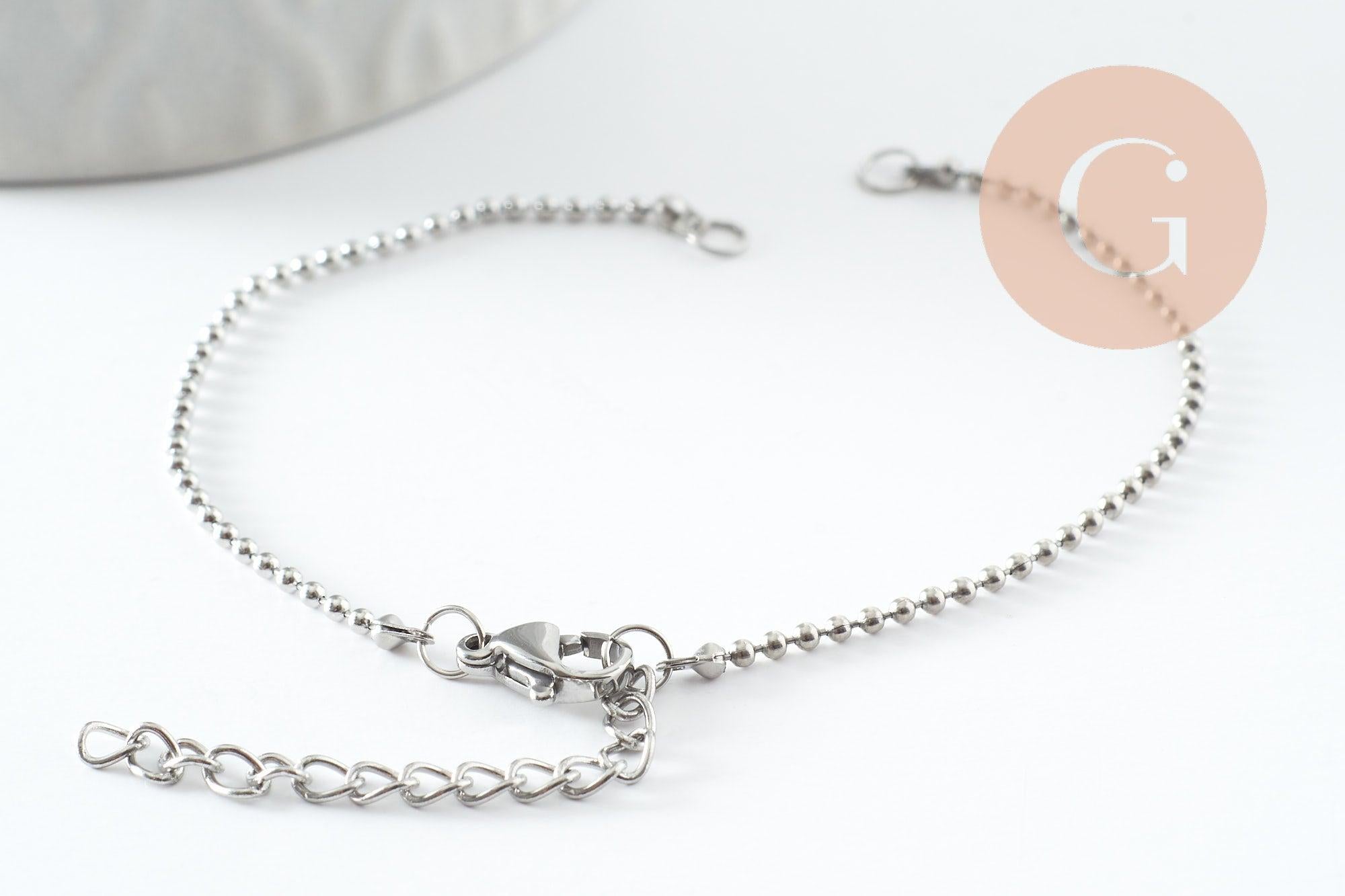 Gingerlily Base bracelet boule G9482 acier platine 16,6cm x1