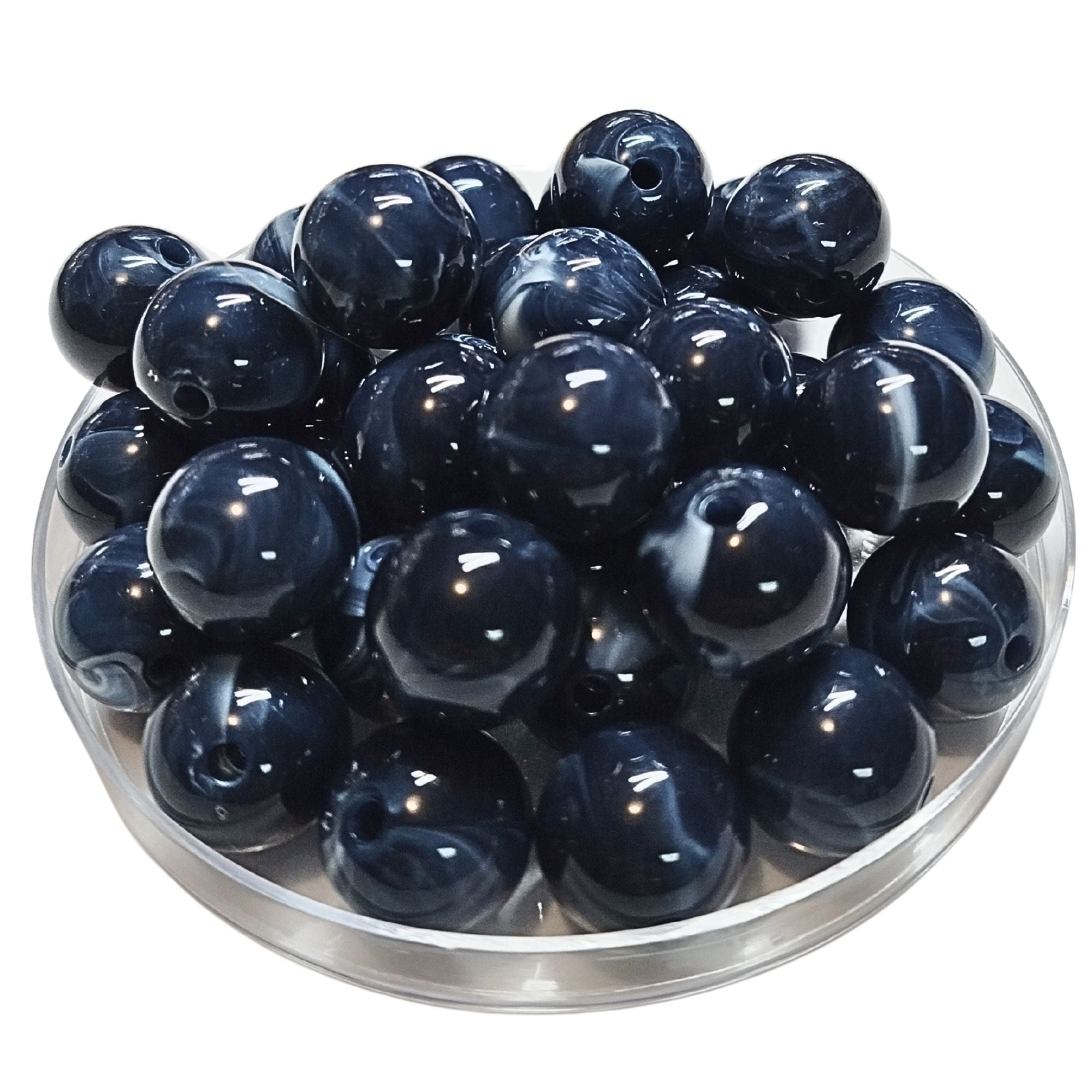 ARTSHOP Boules 16MM Perles Acrylique Bleu Marine Marbré x15