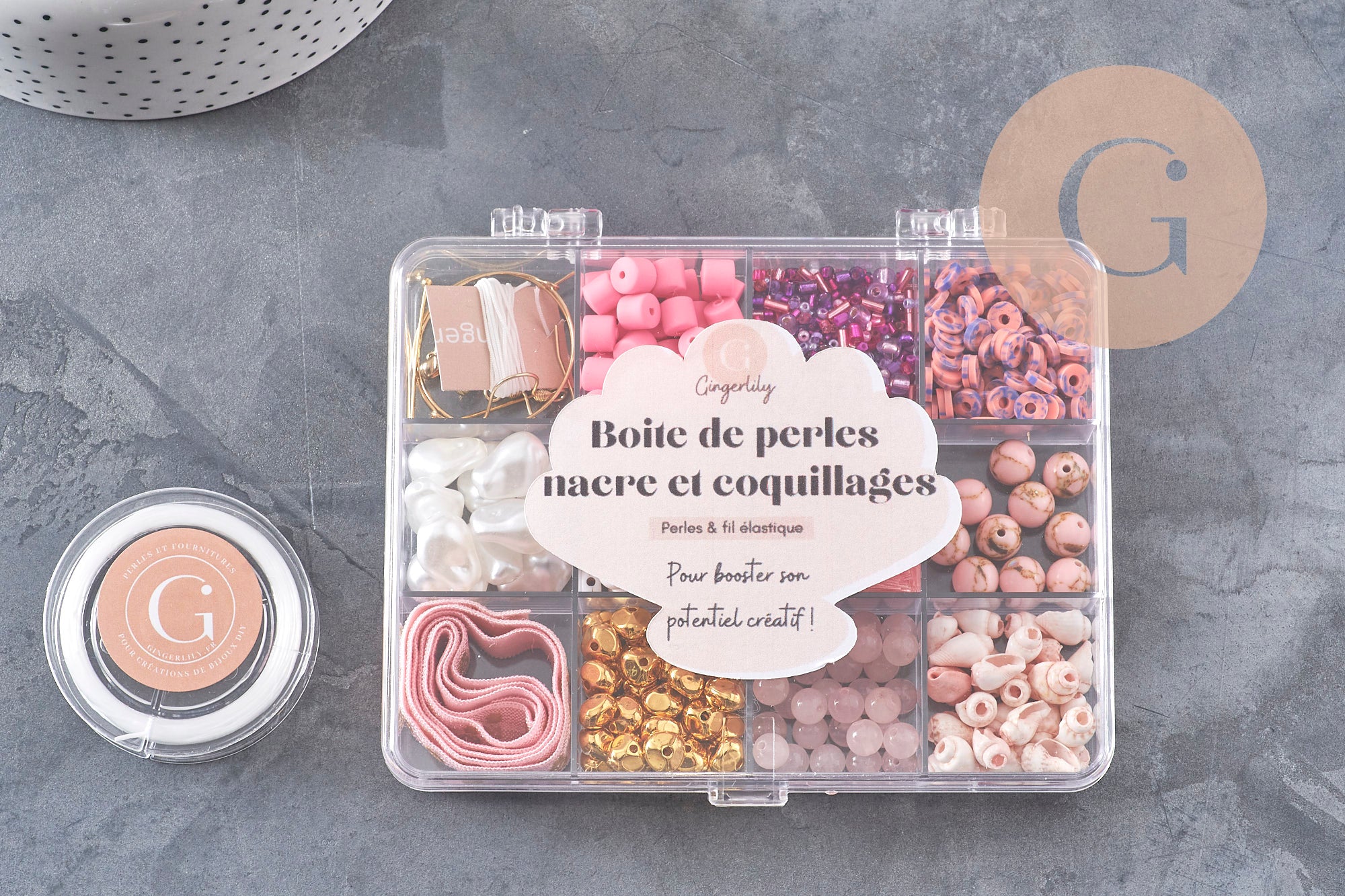 Gingerlily Kit Nacre & Coquillage rose coffret perles x1