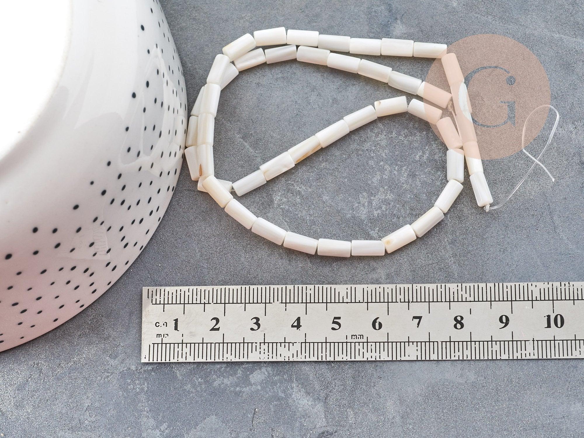 Gingerlily Perles pour bijoux DIY G9042 perle tube nacre blanche 8x4mm