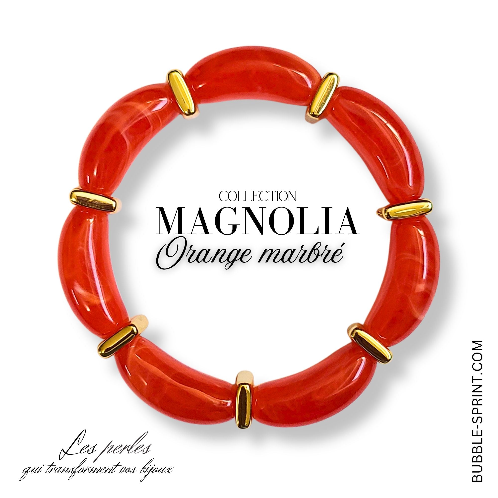 ARTSHOP Magnolia Kit Bracelet Orange Marbré Élastique