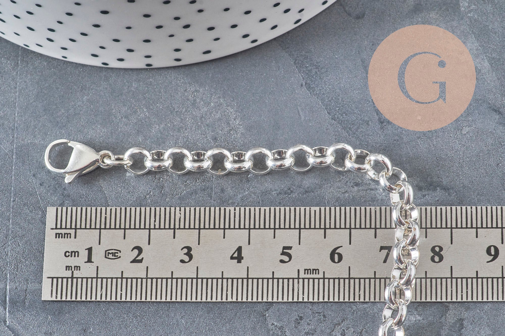 Gingerlily Bracelet maille rolo acier argenté 6mm 19,1cm