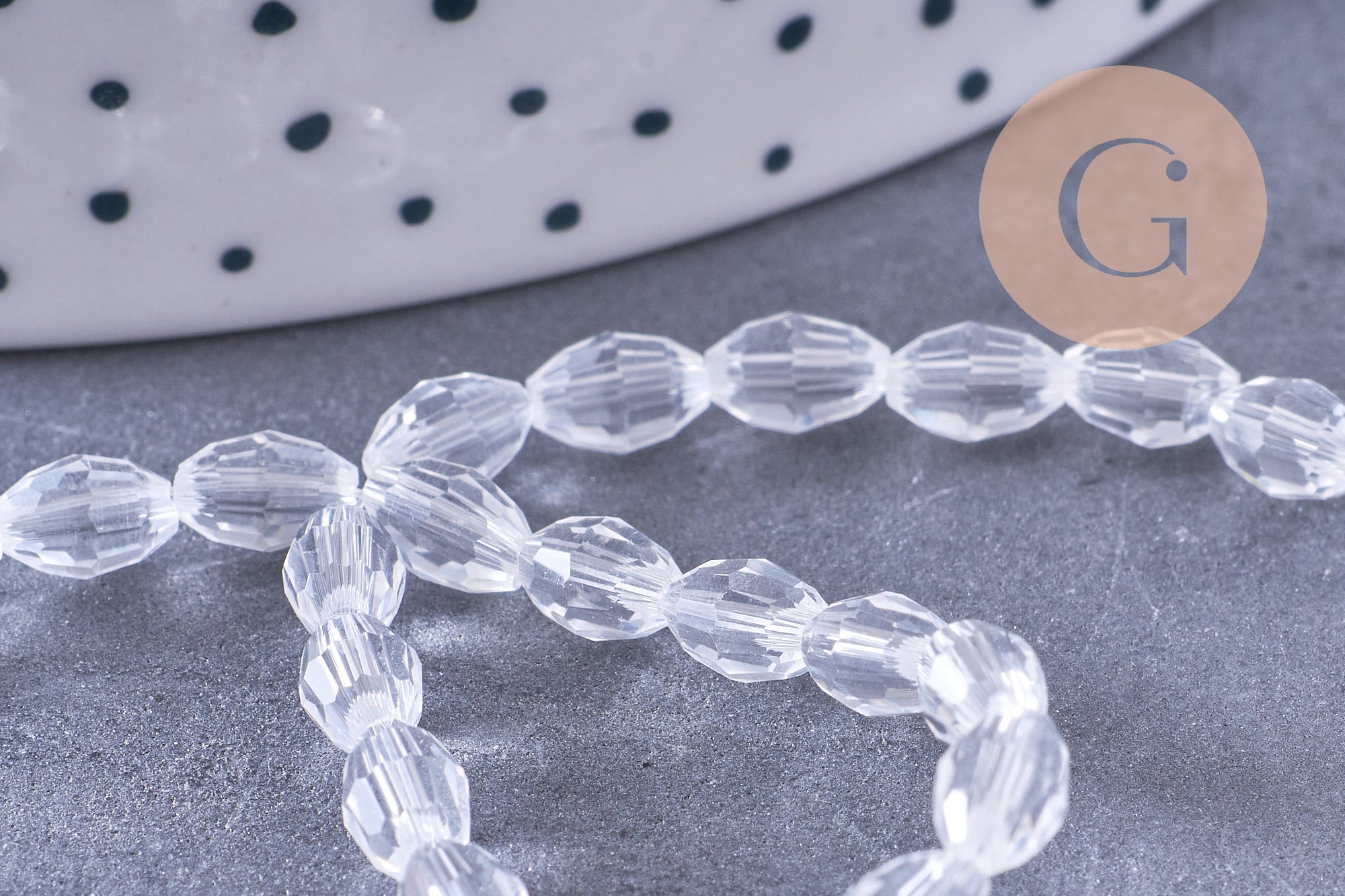 Gingerlily Perles ovale G10584 perles verre transparent 38cm