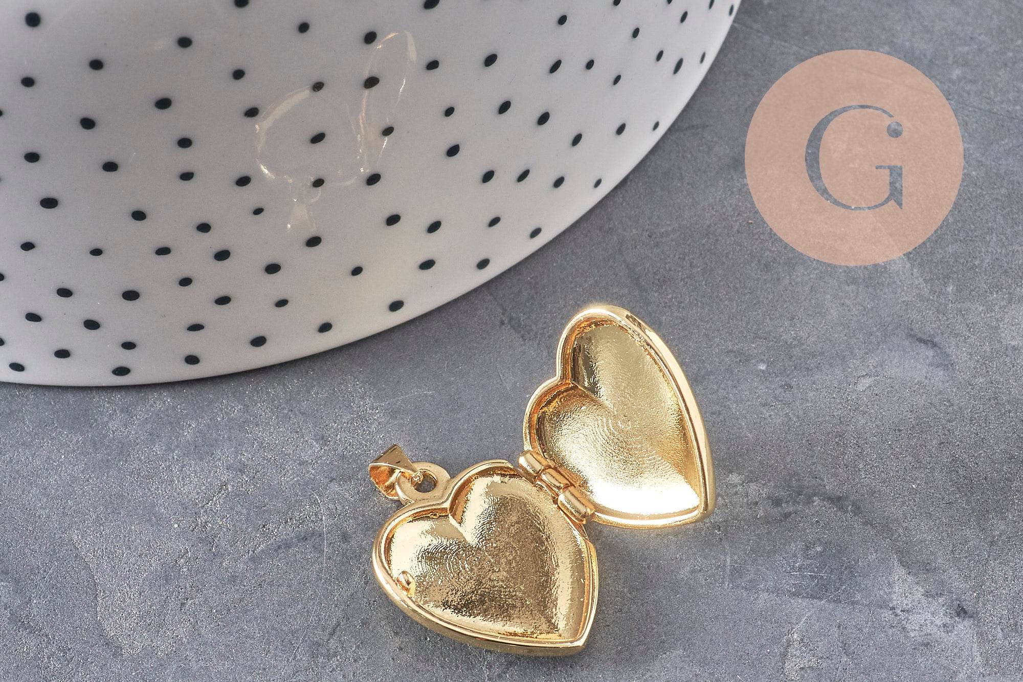 Gingerlily Pendentifs locket cœur doré 20,5mm x1
