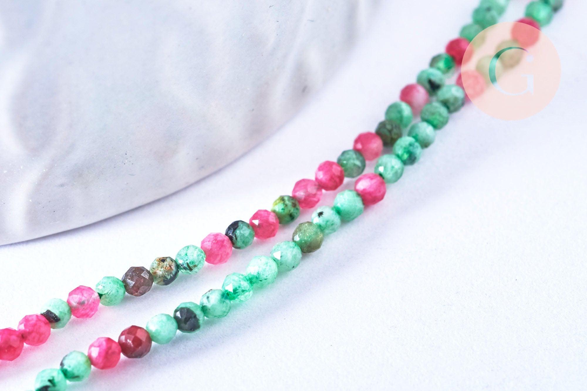 Gingerlily Perles Rubis Zoisite G6788 perle ronde facettée 2mm fil 39cm