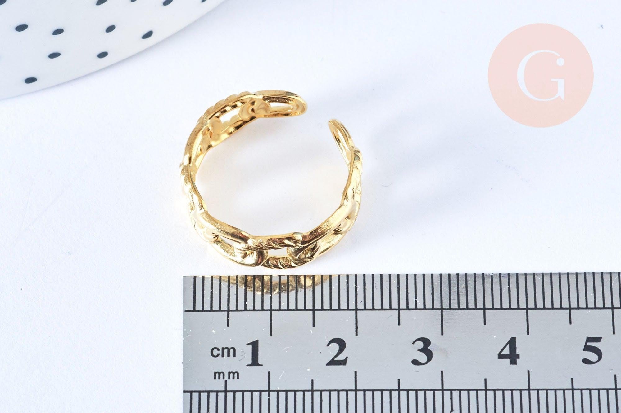 Gingerlily G6410 bague chaîne acier doré taille 54