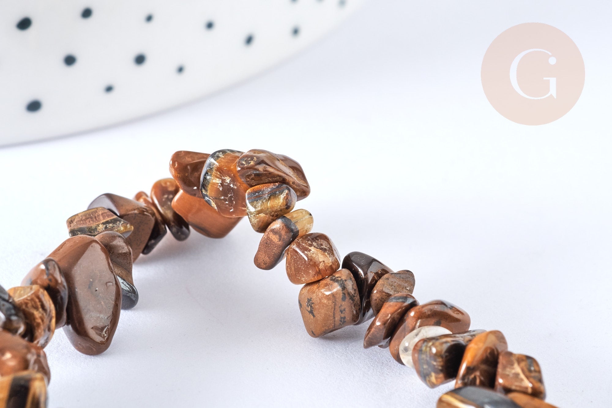 Gingerlily Bracelet œil de tigre chips 50mm G7075