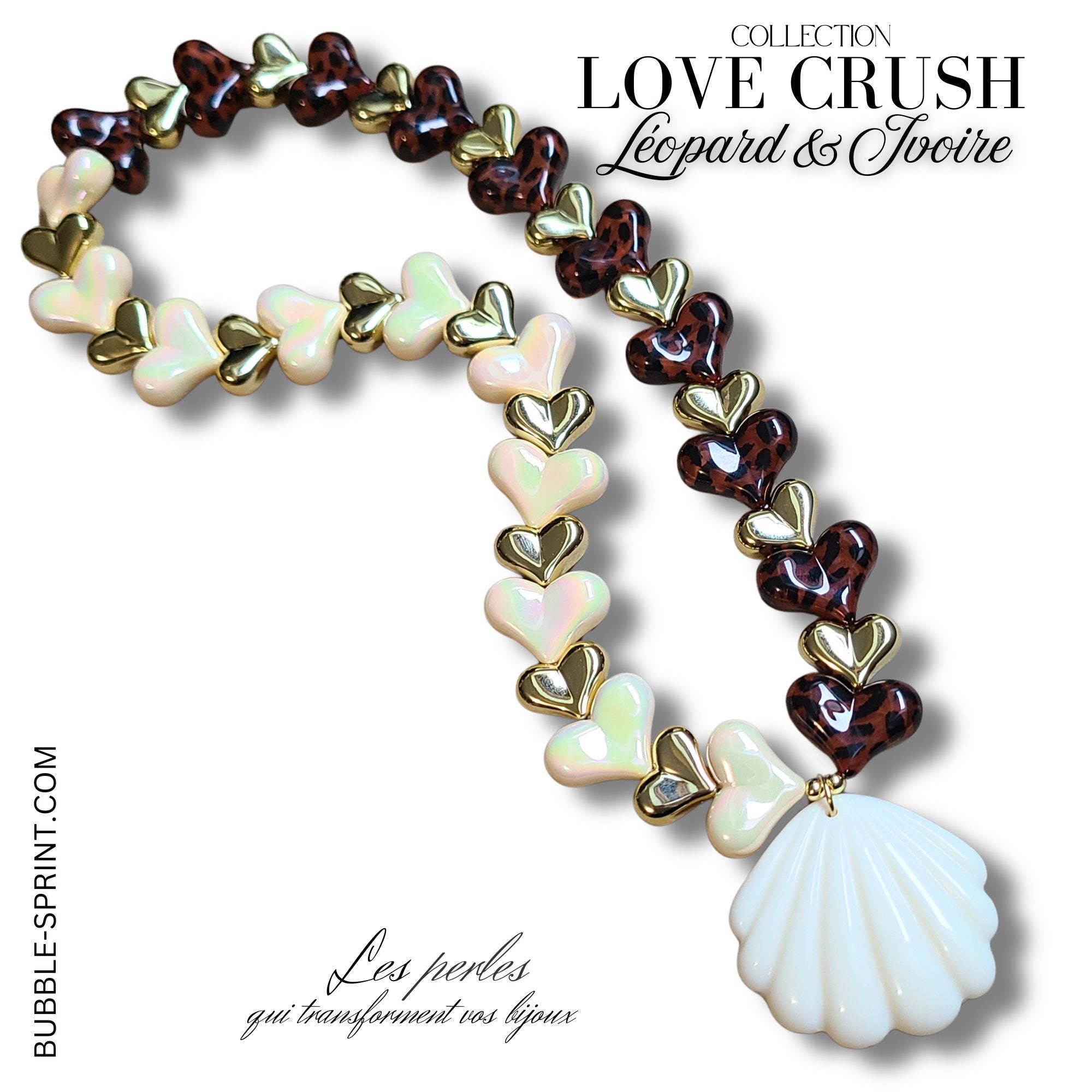 ARTSHOP Bijoux en KITS collier LOVE CRUSH Léopard 44CM