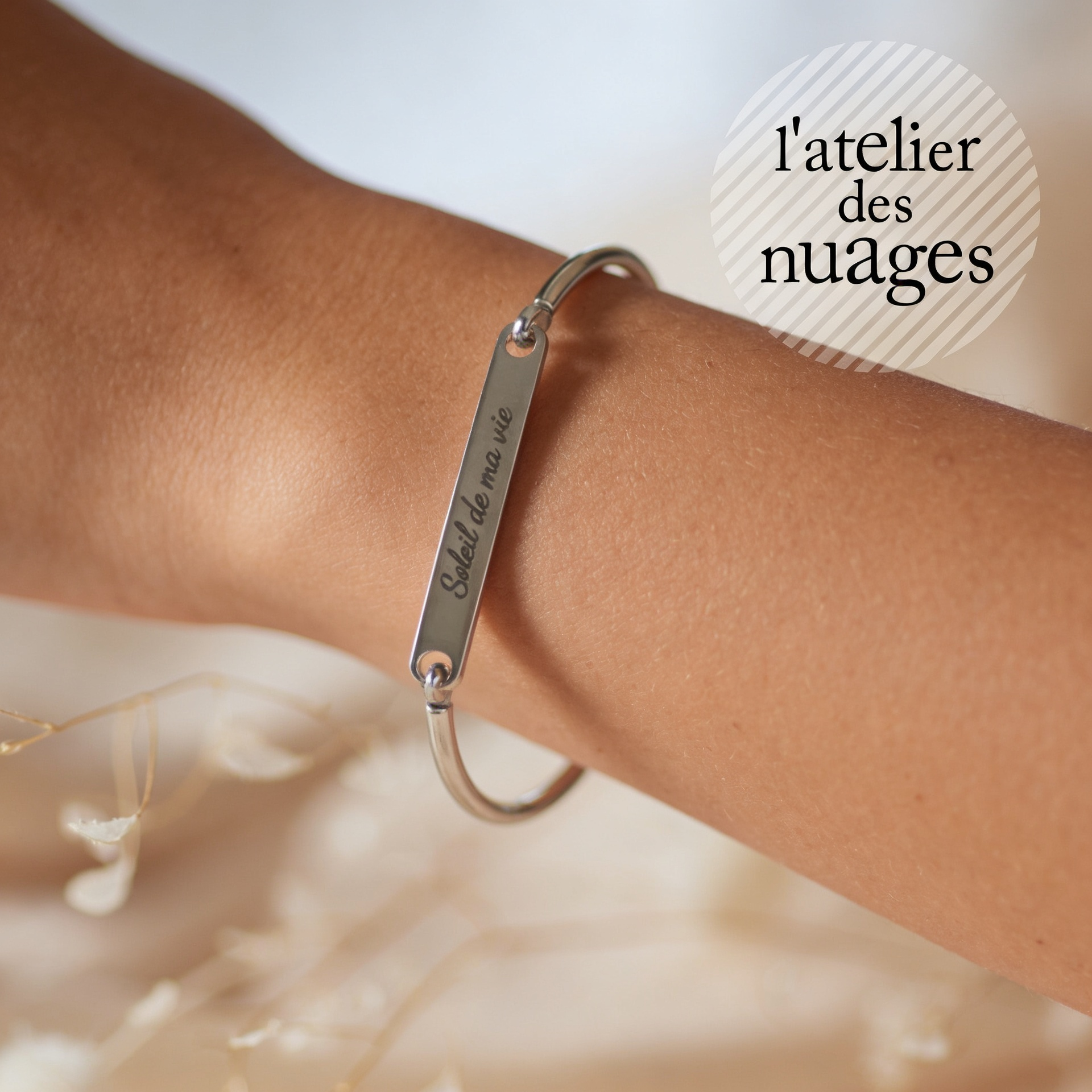 Gingerlily ADN4 bracelet jonc acier message 4mm or