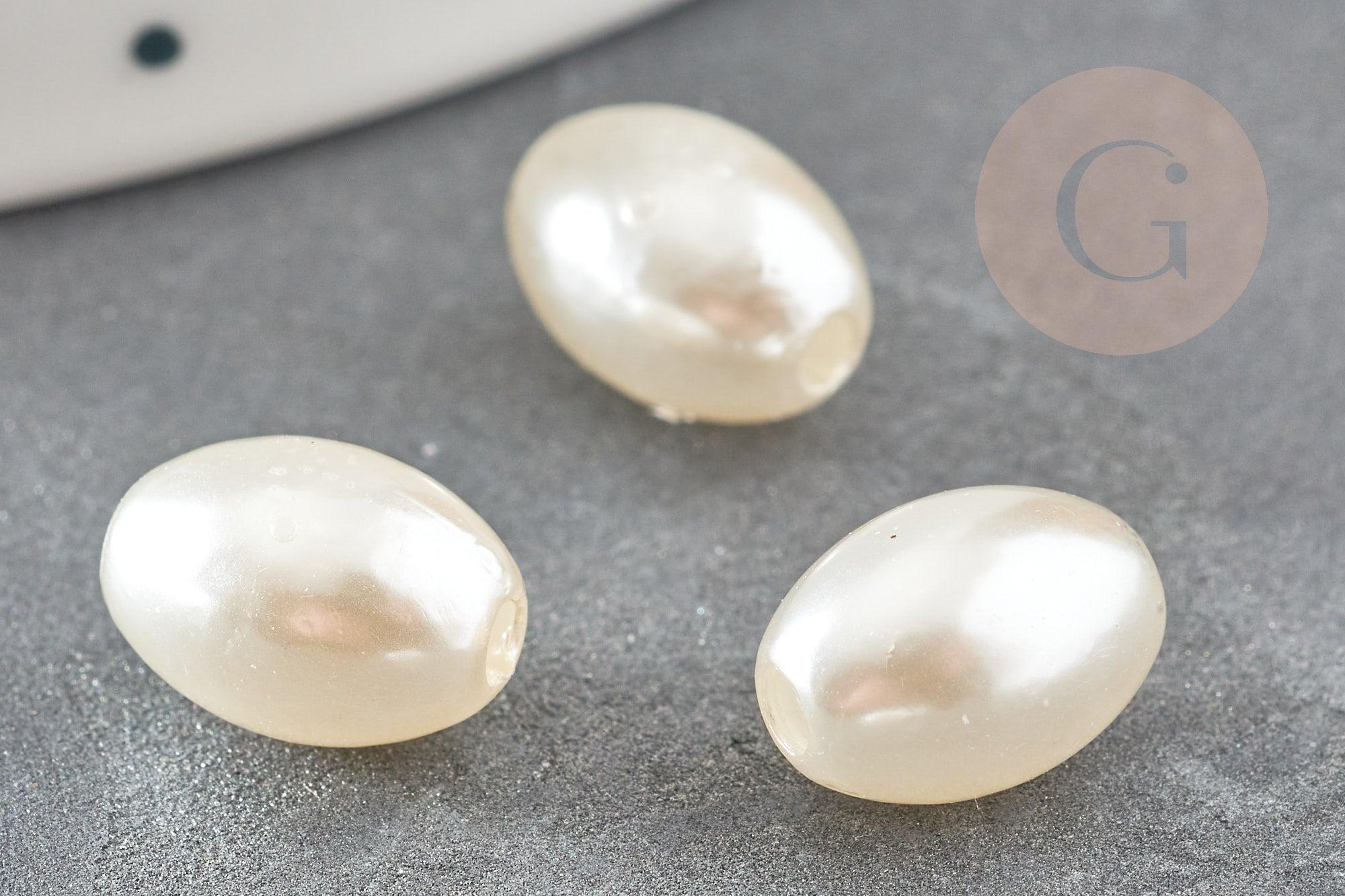 Gingerlily Perles ovale acrylique beige 11mm x5 imitation nacre
