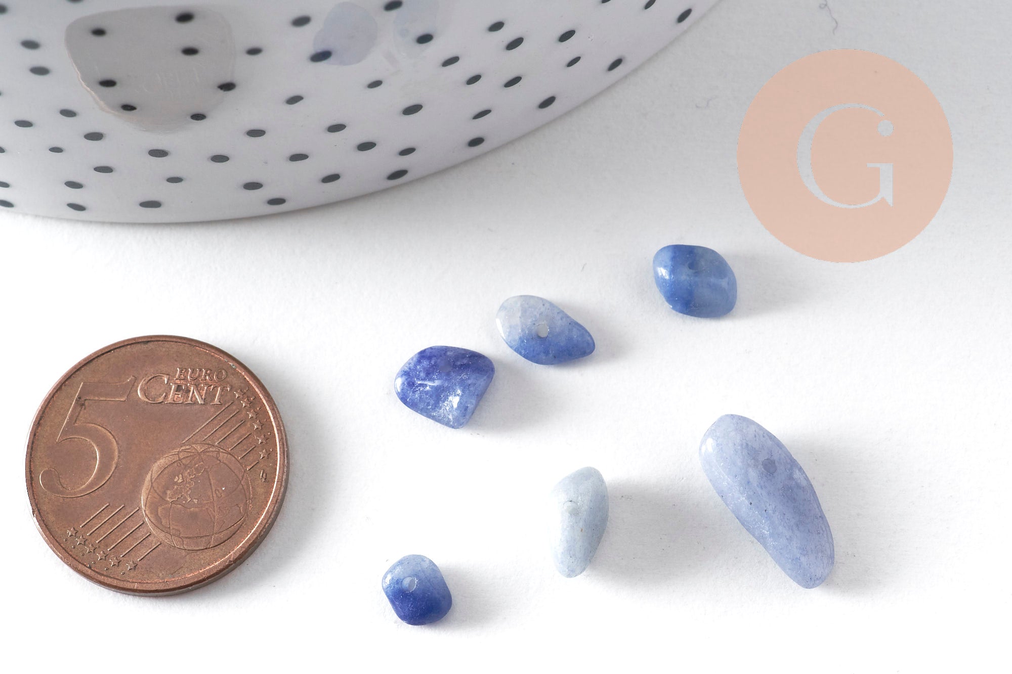 Gingerlily Perles aventurine bleue chips 5-11mm sachet 55g