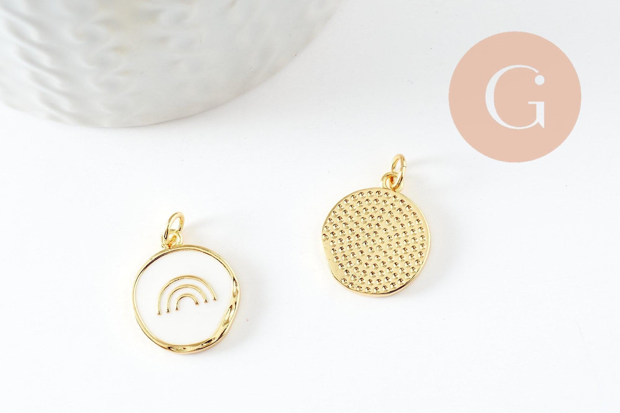 Gingerlily G9733 pendentif médaille arc-en-ciel blanc 18mm