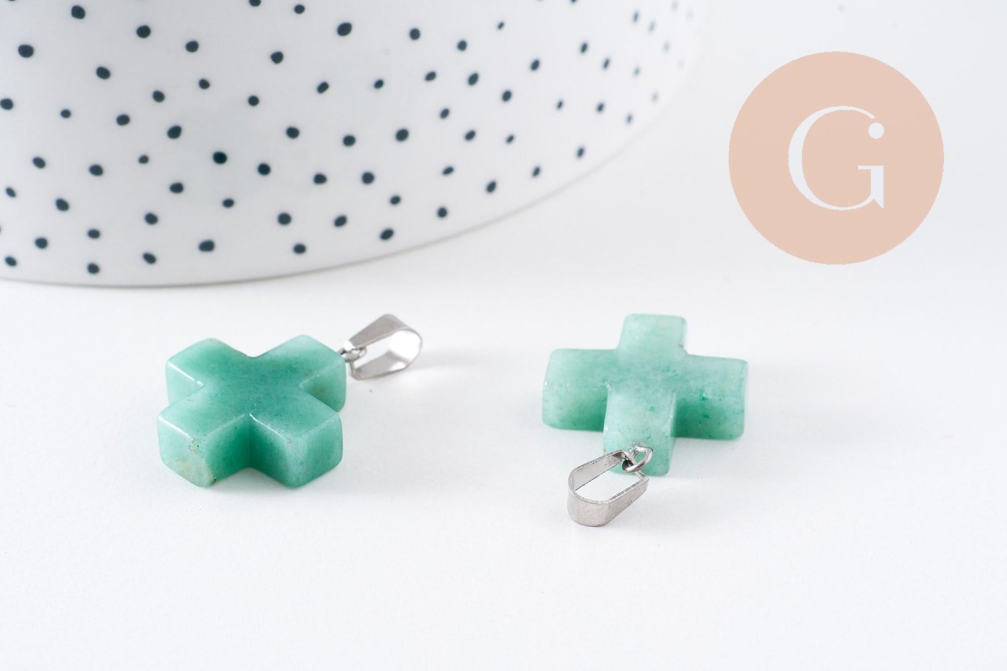 Gingerlily Pendentifs bijoux DIY G10070 croix aventurine 24mm